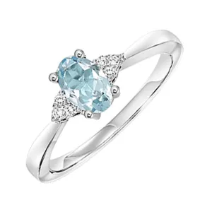 14KT White Gold & Diamond Gemstone Ring