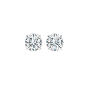 14KT White Gold & Diamond Solitaire Stud Earring -  1/2 ctw