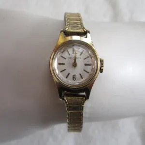 1960s era Belforte Ladies Gold-Tone Watch with 10K Gold-Filled Stretch Band