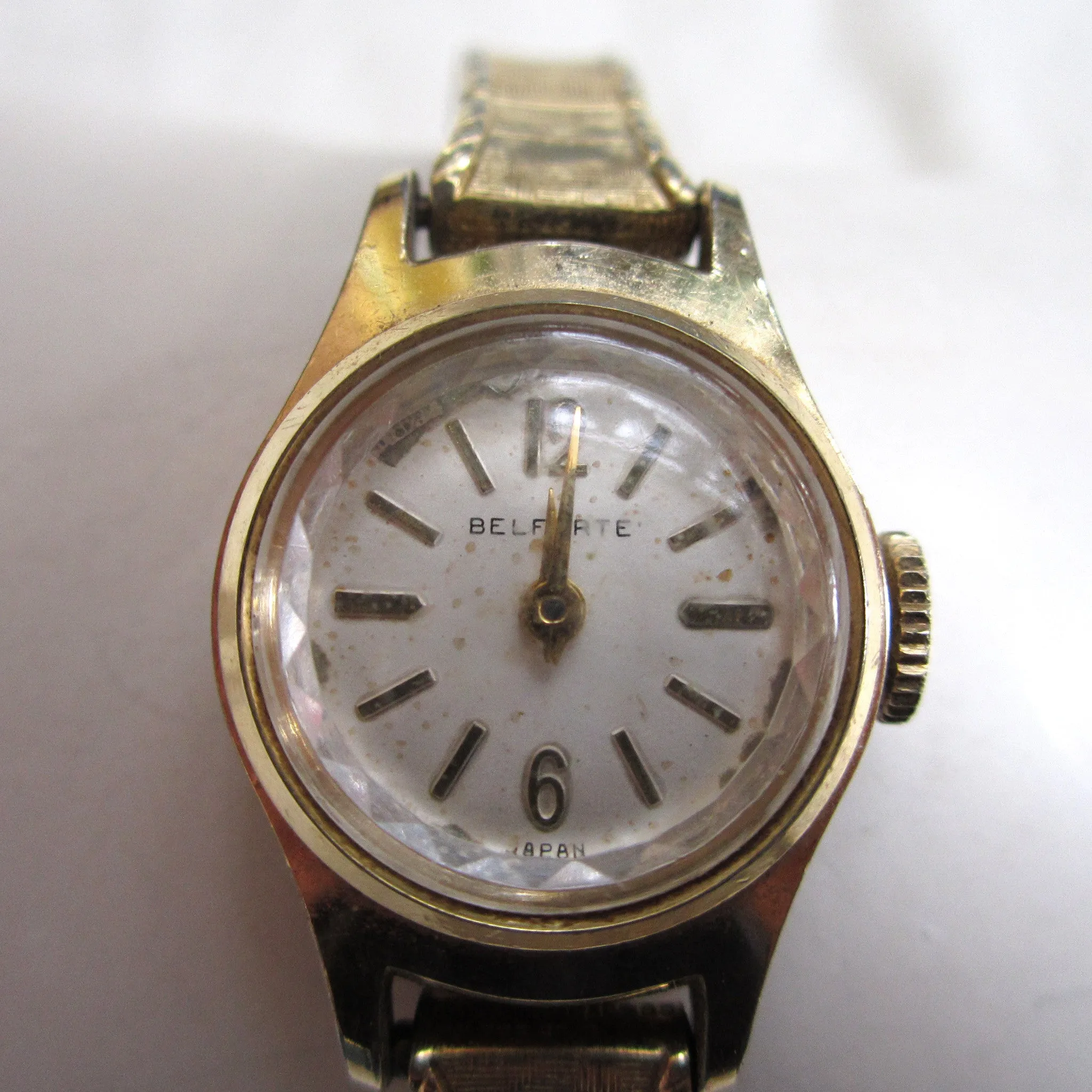 1960s era Belforte Ladies Gold-Tone Watch with 10K Gold-Filled Stretch Band