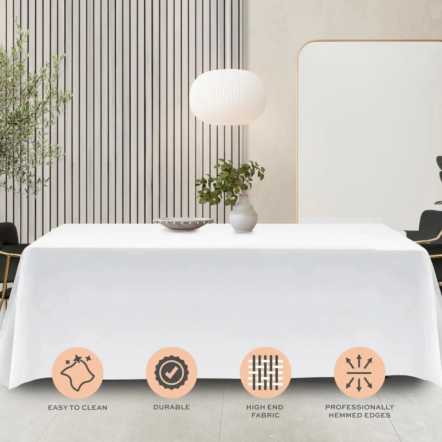 2 Pack Classic White Tablecloth 90x156 inch for 8 Foot Rectangle Tables