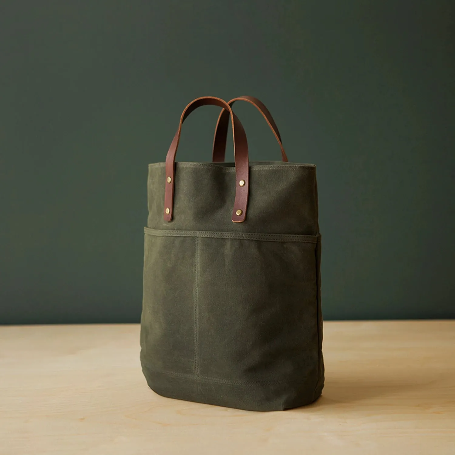 2 Way Tote Waxed Canvas OliveGreen