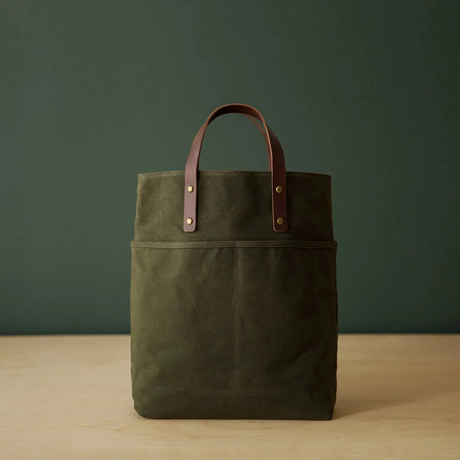 2 Way Tote Waxed Canvas OliveGreen