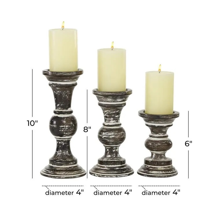 31876 DARK BROWN WOOD CANDLE HOLDER