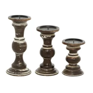 31876 DARK BROWN WOOD CANDLE HOLDER