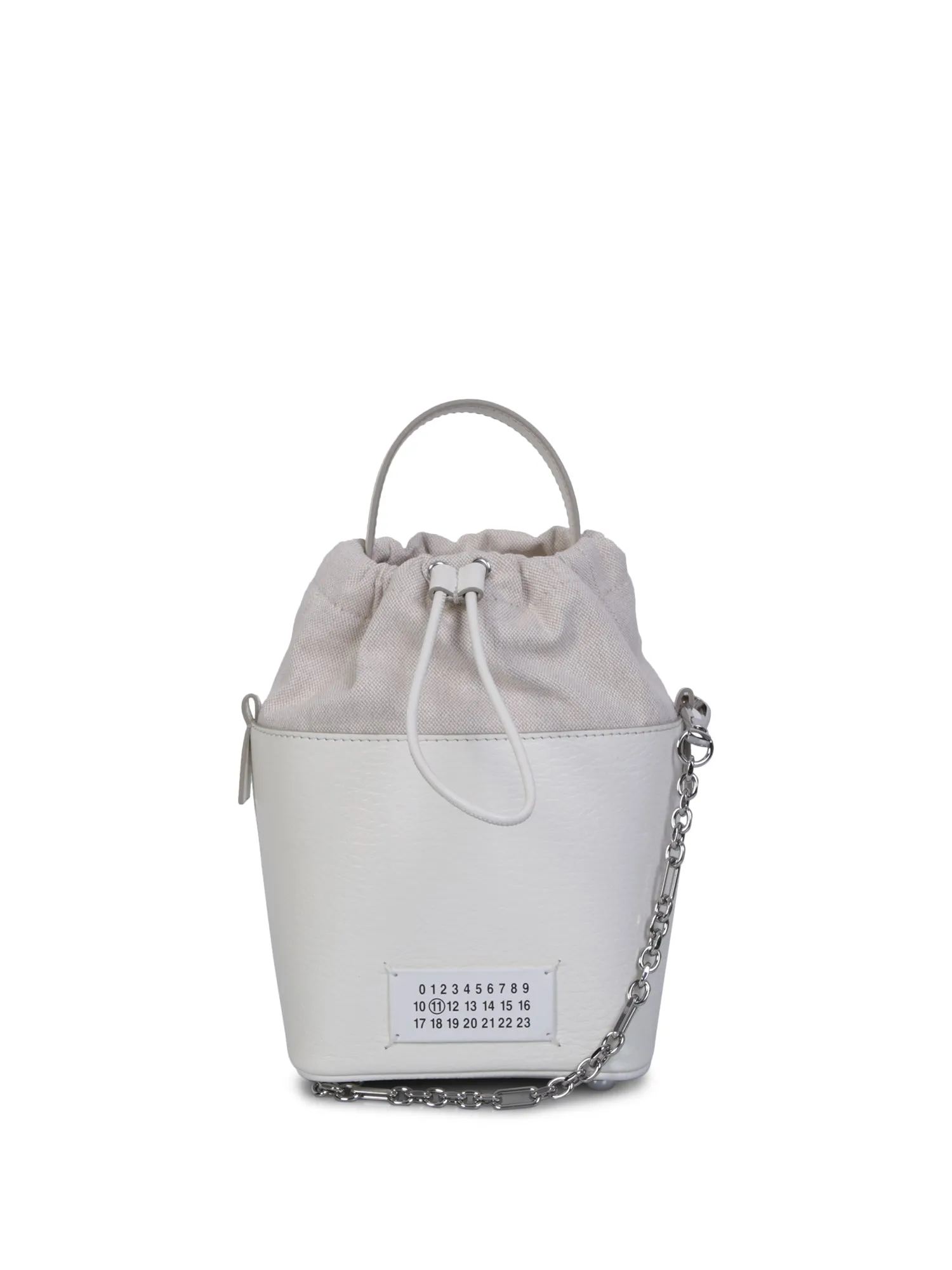 5AC numbers-patch bucket bag white