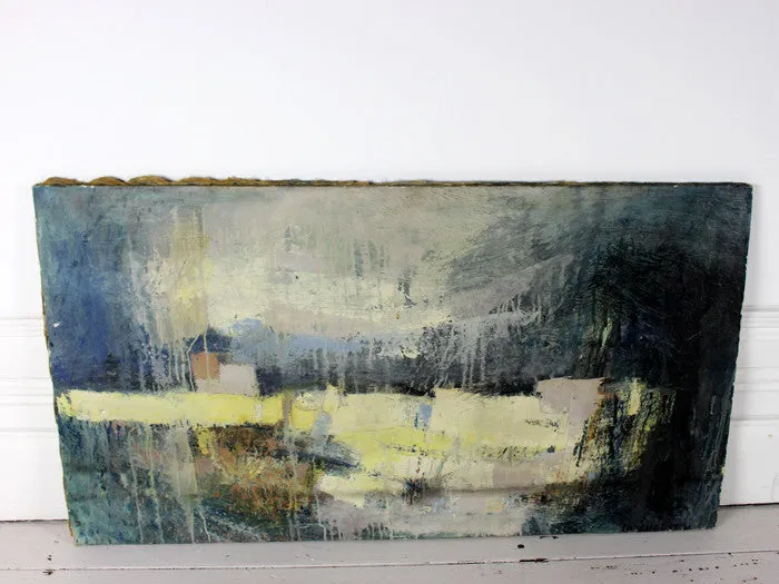 A stunning mid century French abstract oil on canvas landscape