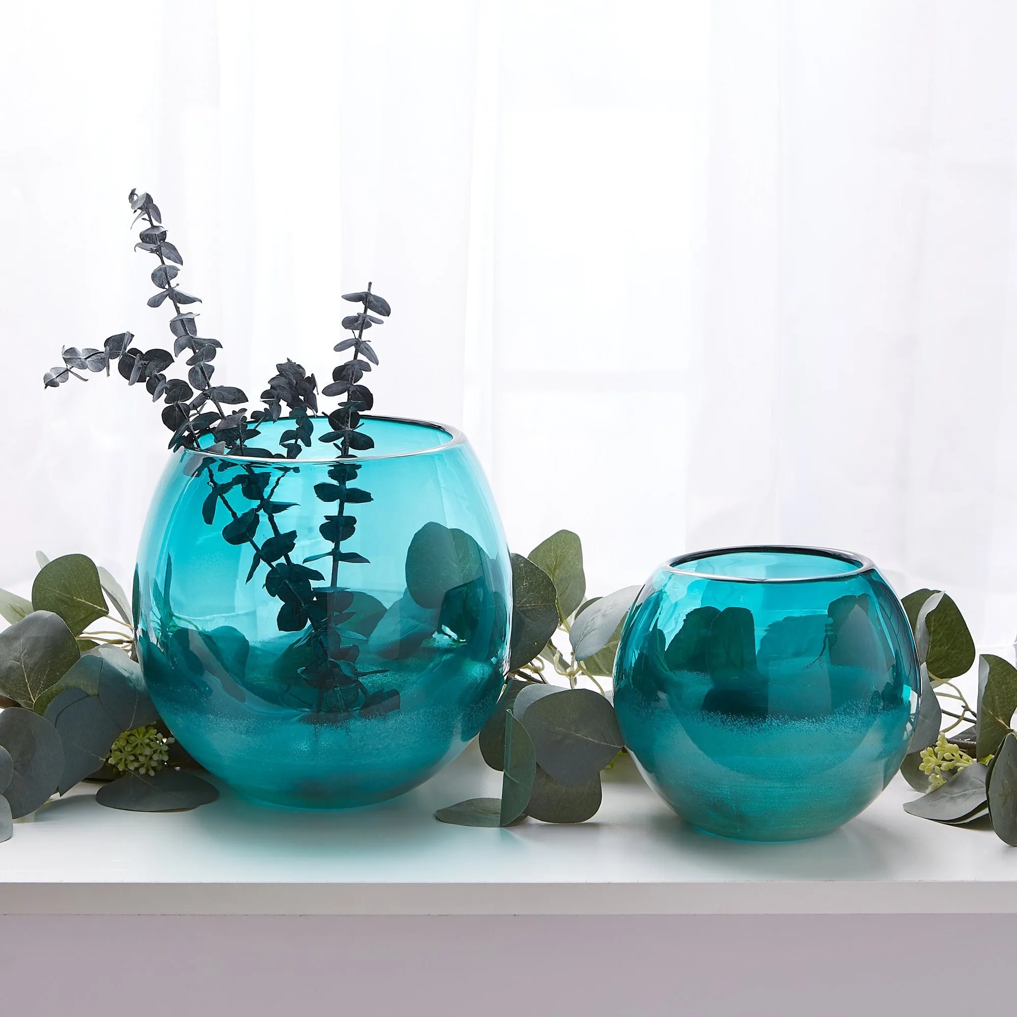 Accent Plus Large Aqua Fish Bowl Vase - Stunning Home Decor