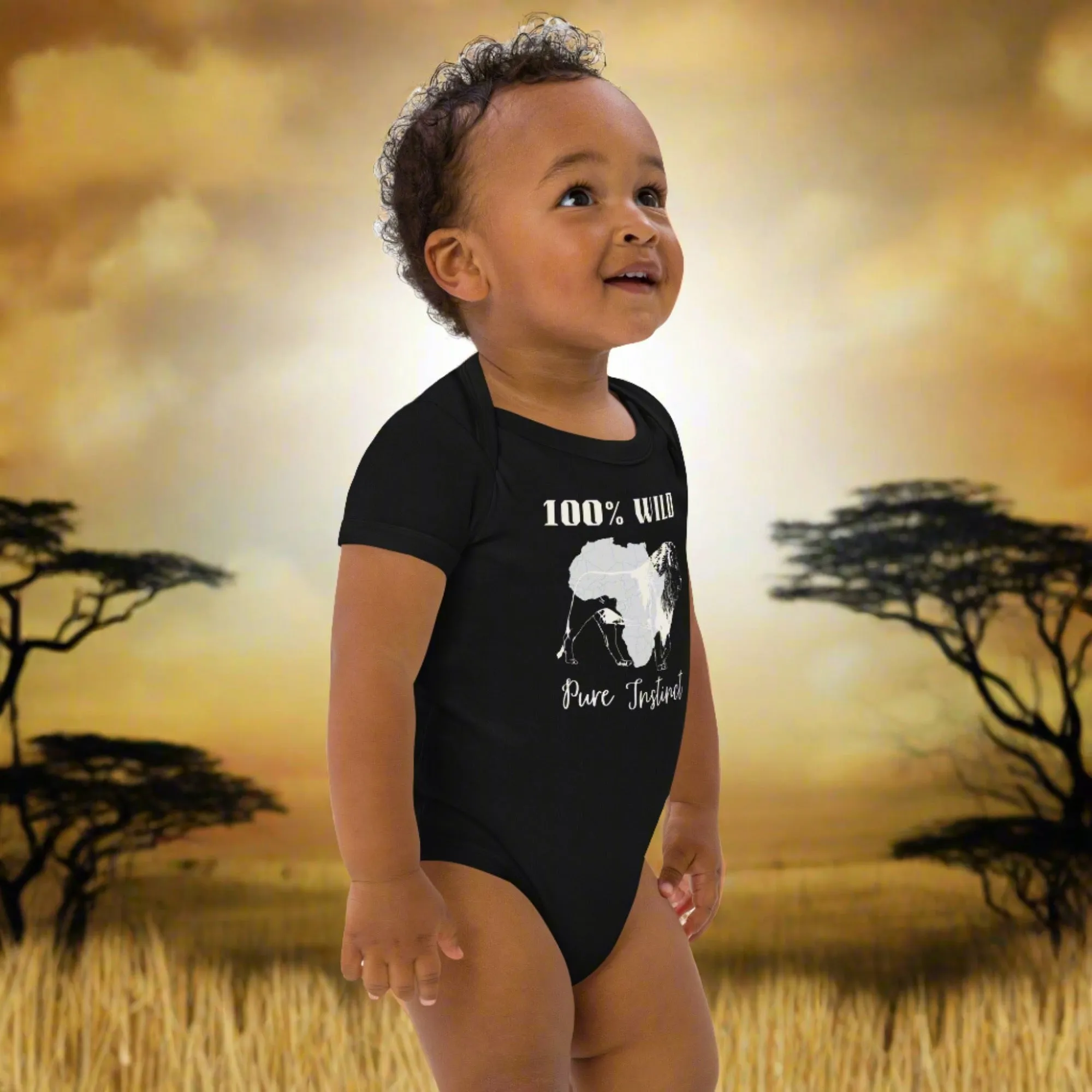 African Lion, Organic cotton newborn shortsleeved  bodysuit