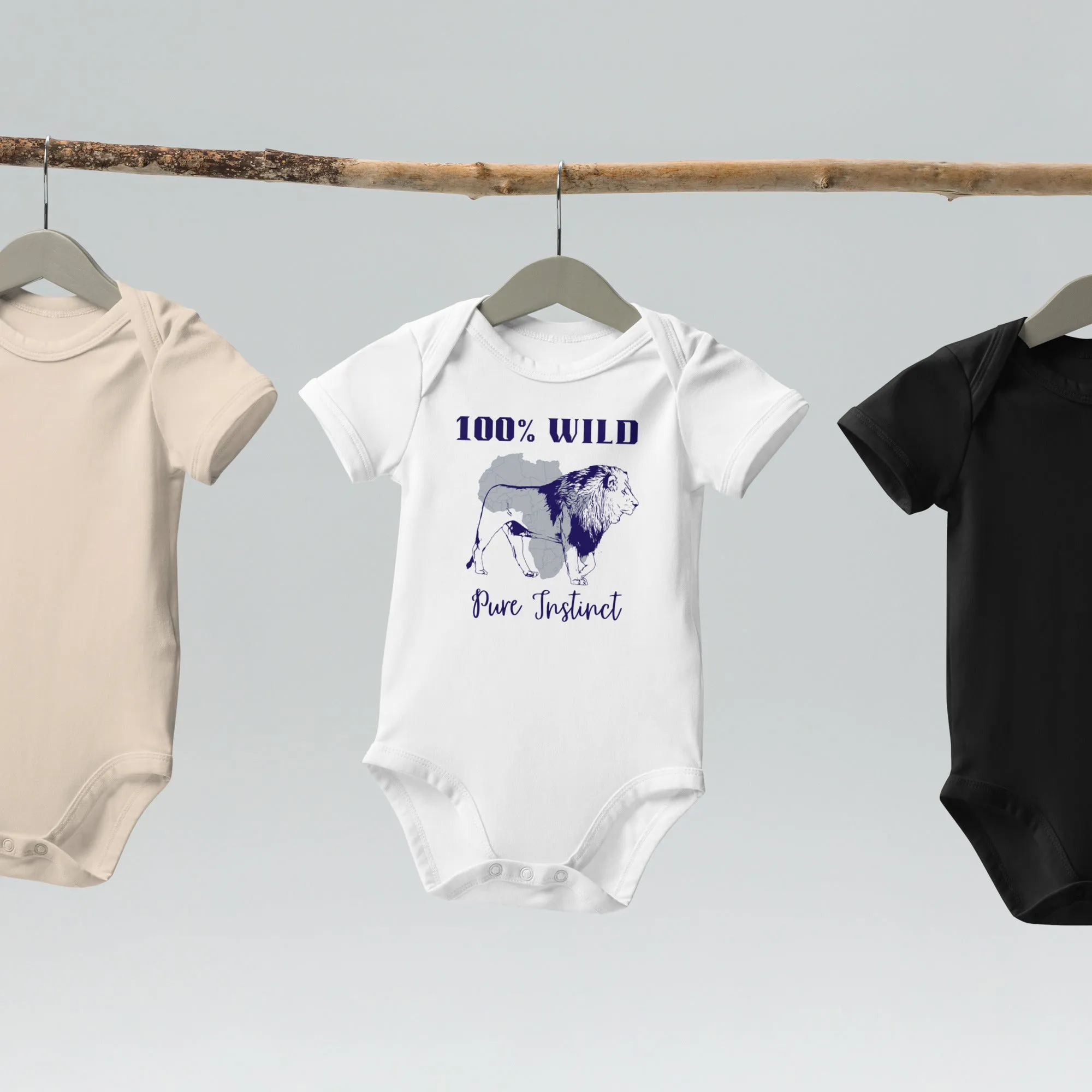 African Lion, Organic cotton newborn shortsleeved  bodysuit