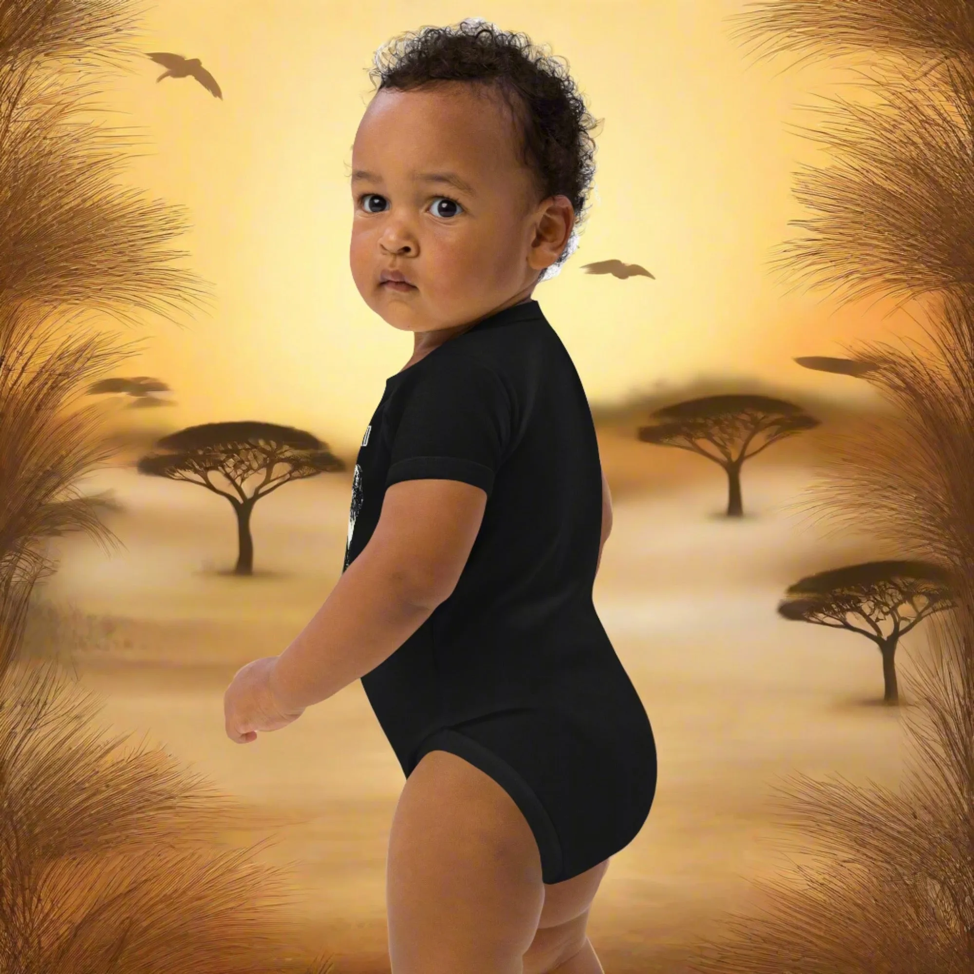 African Lion, Organic cotton newborn shortsleeved  bodysuit