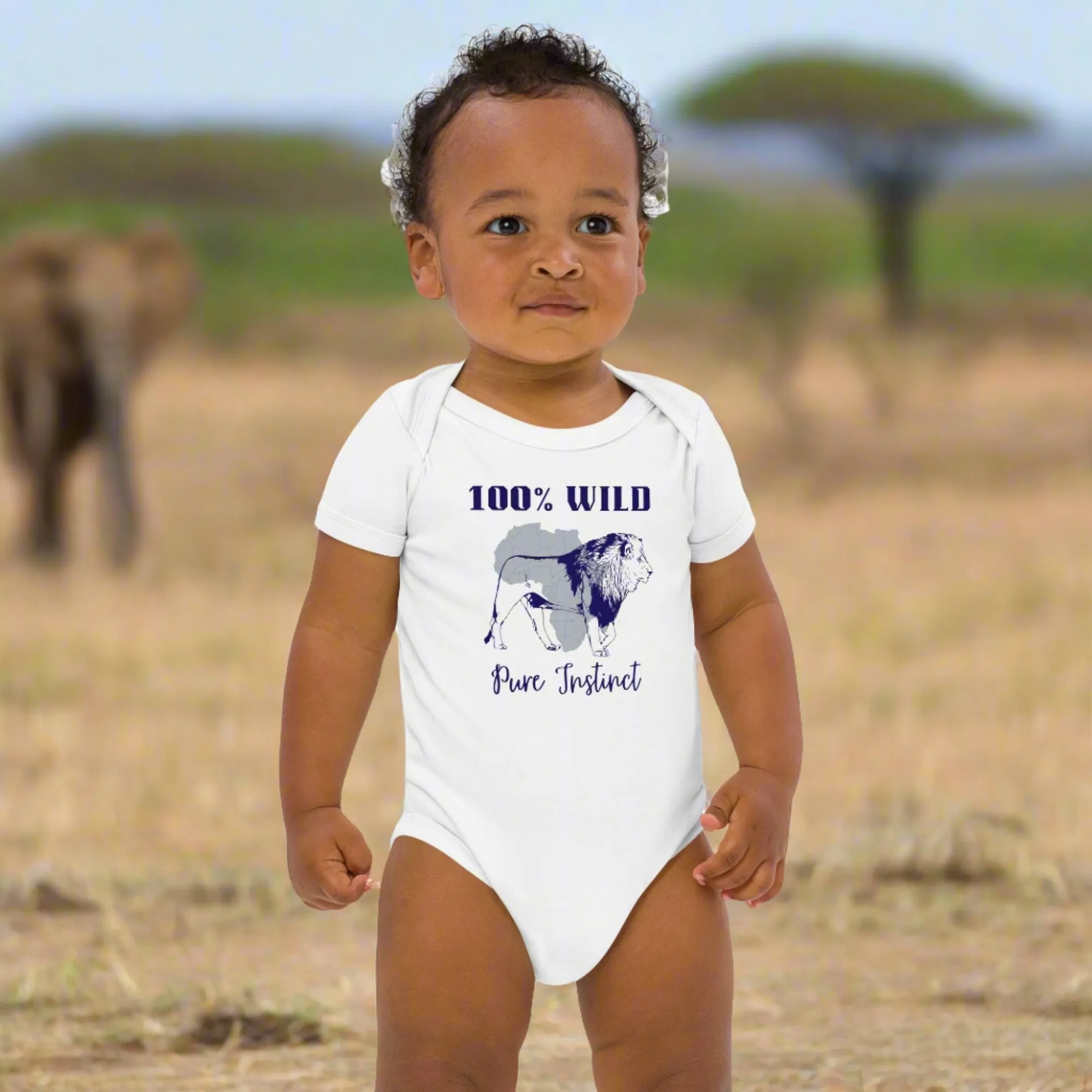 African Lion, Organic cotton newborn shortsleeved  bodysuit