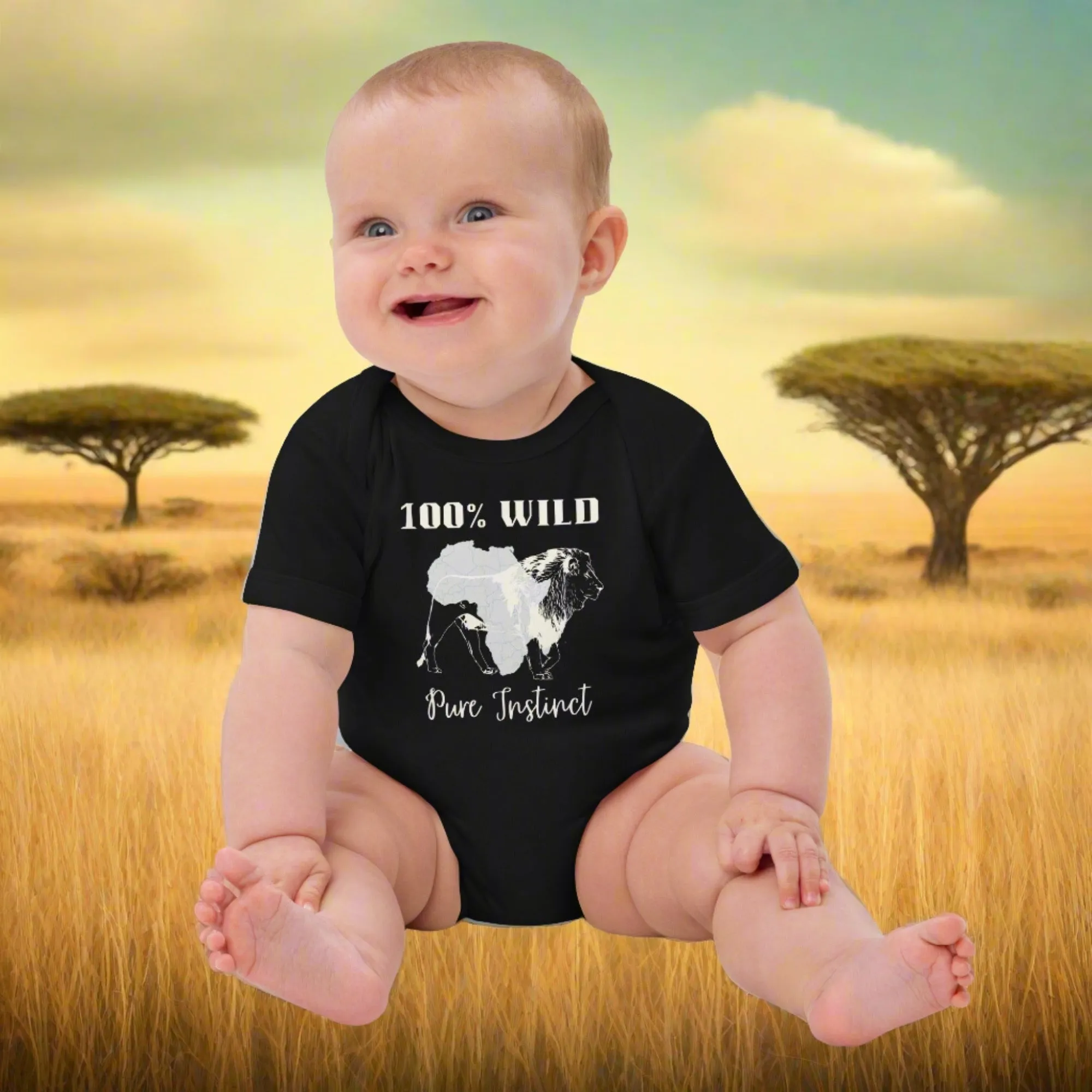 African Lion, Organic cotton newborn shortsleeved  bodysuit