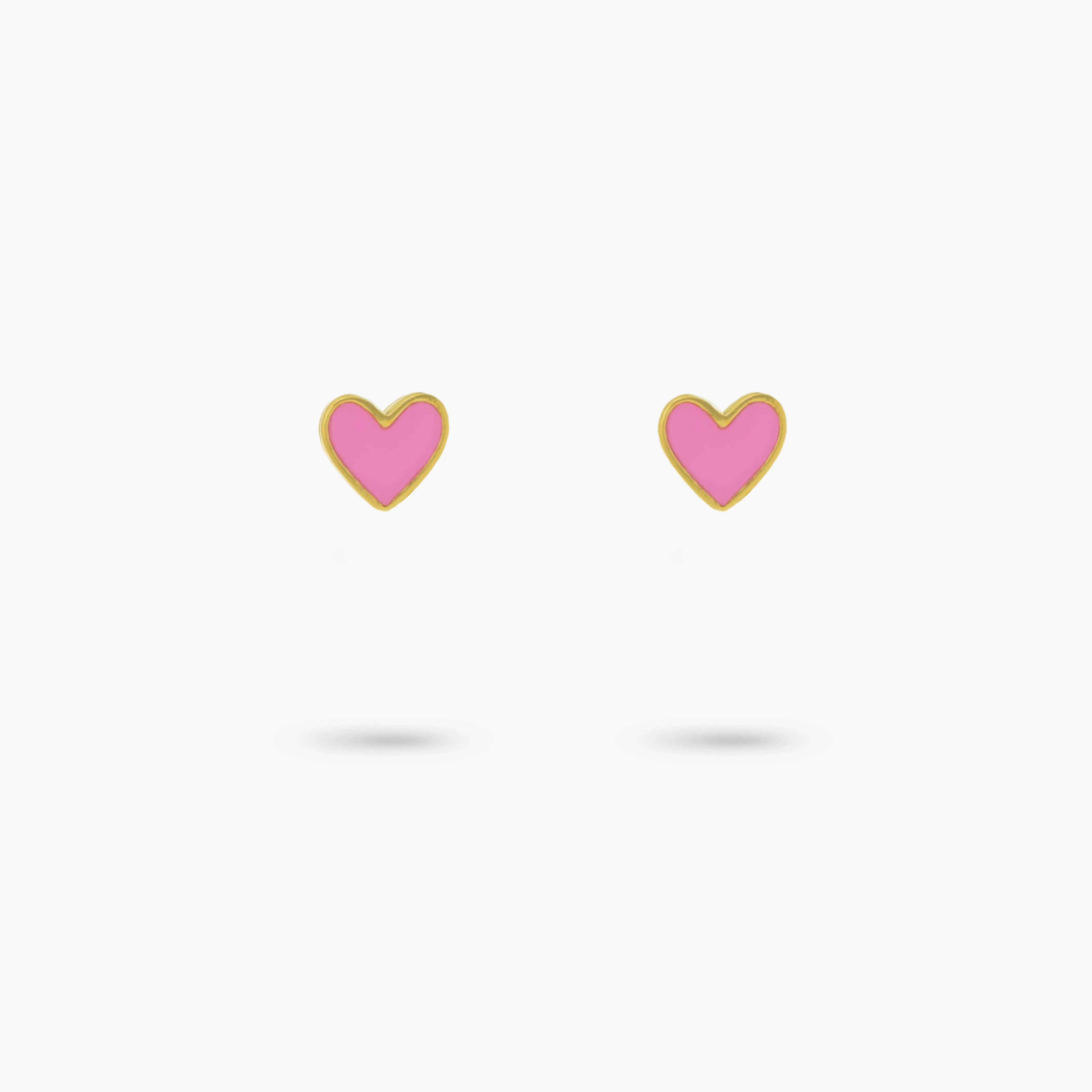 Amare Wear Baby Pink Heart Enamel 24k Gold Vermeil Studs