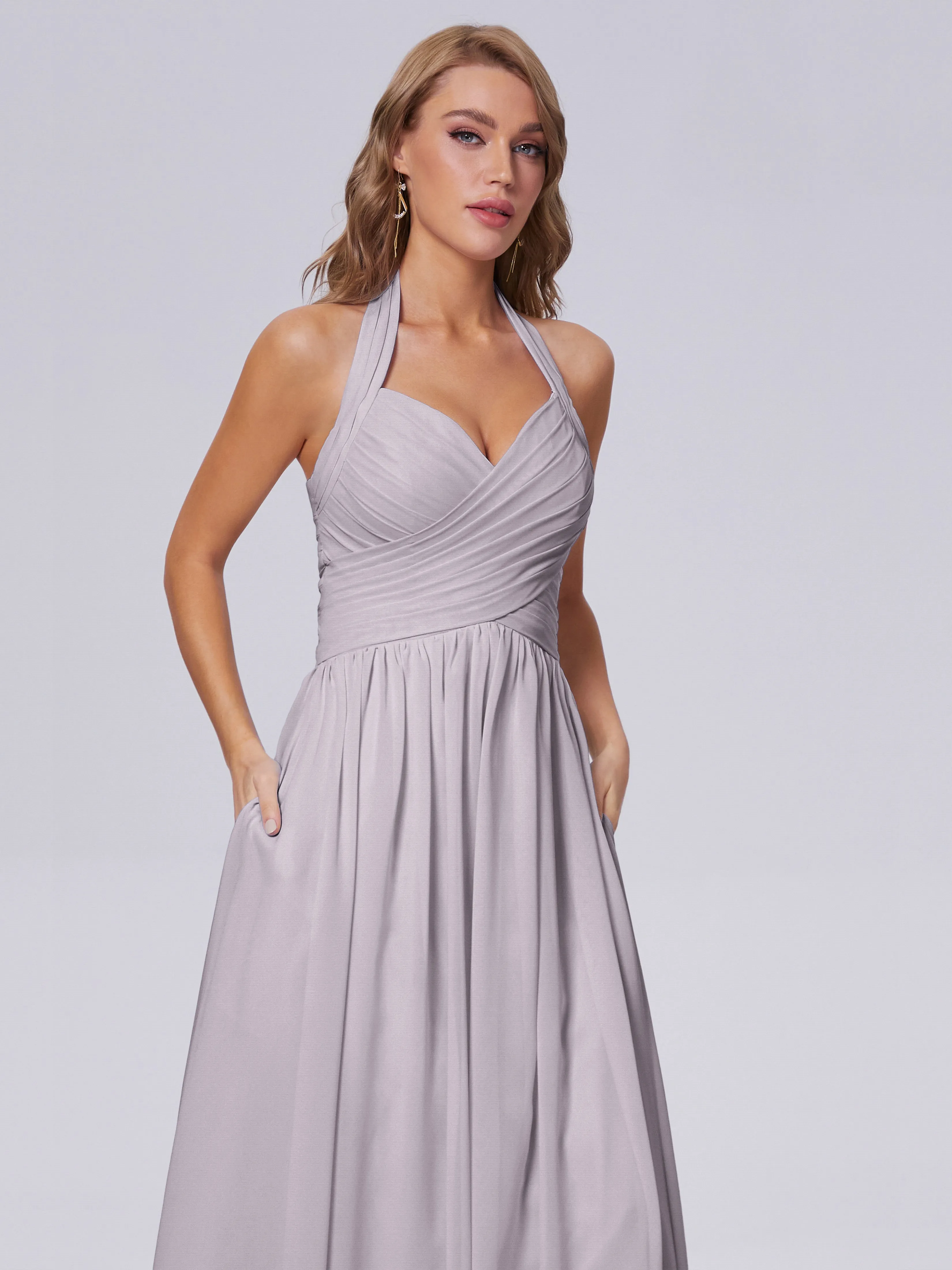 Amaya Stunning Halter Chiffon Bridesmaid Dresses