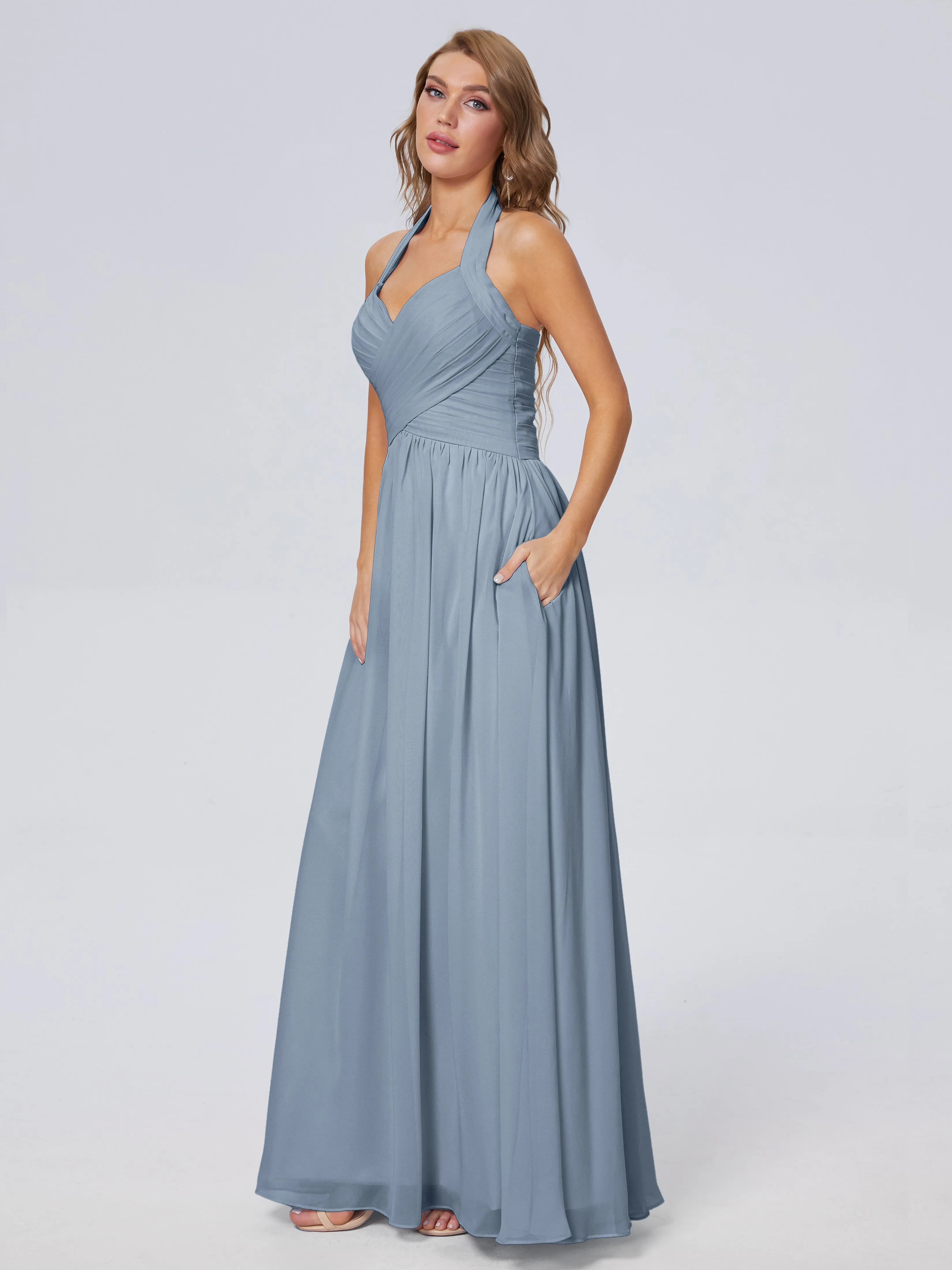 Amaya Stunning Halter Chiffon Bridesmaid Dresses