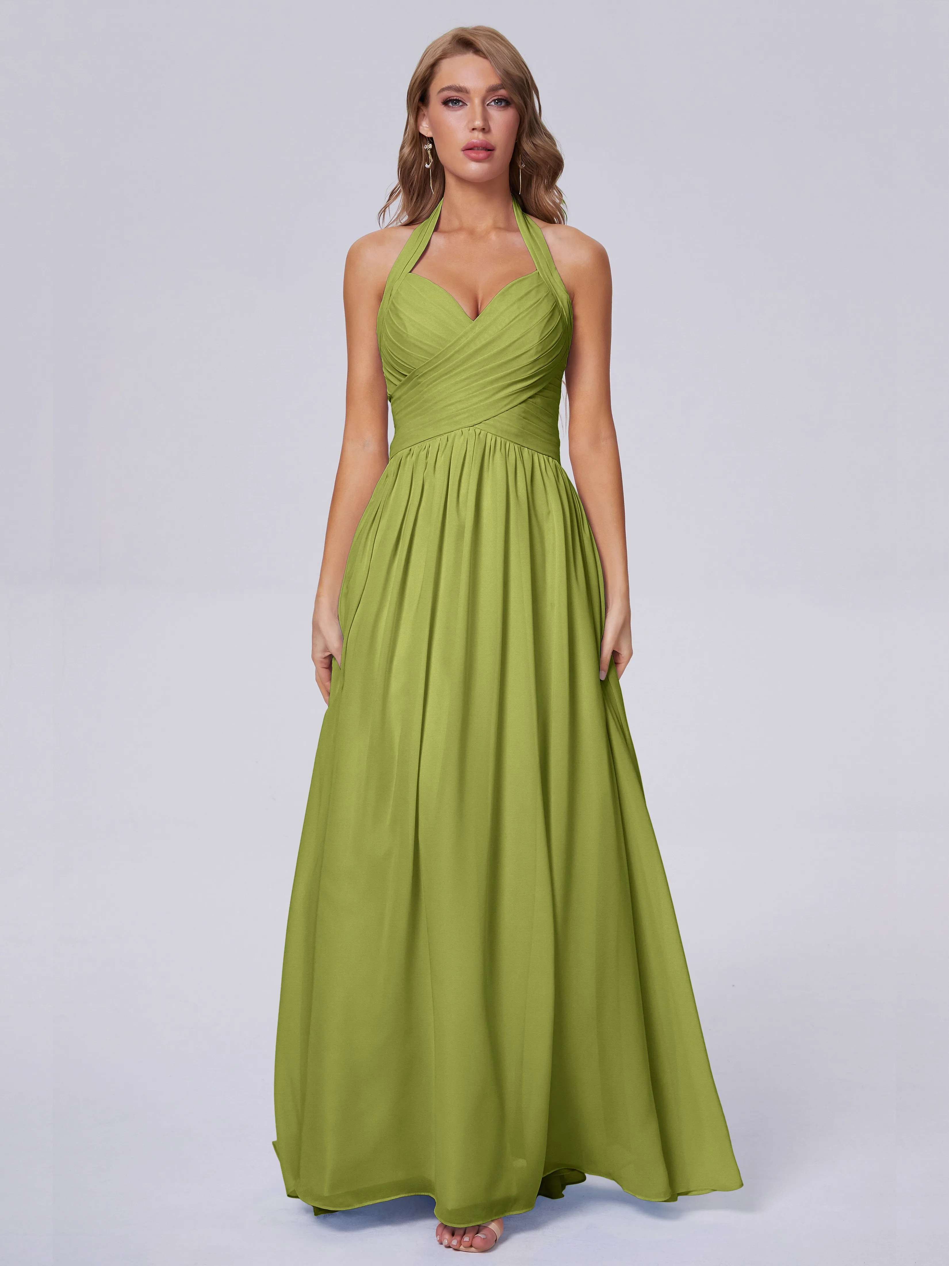 Amaya Stunning Halter Chiffon Bridesmaid Dresses