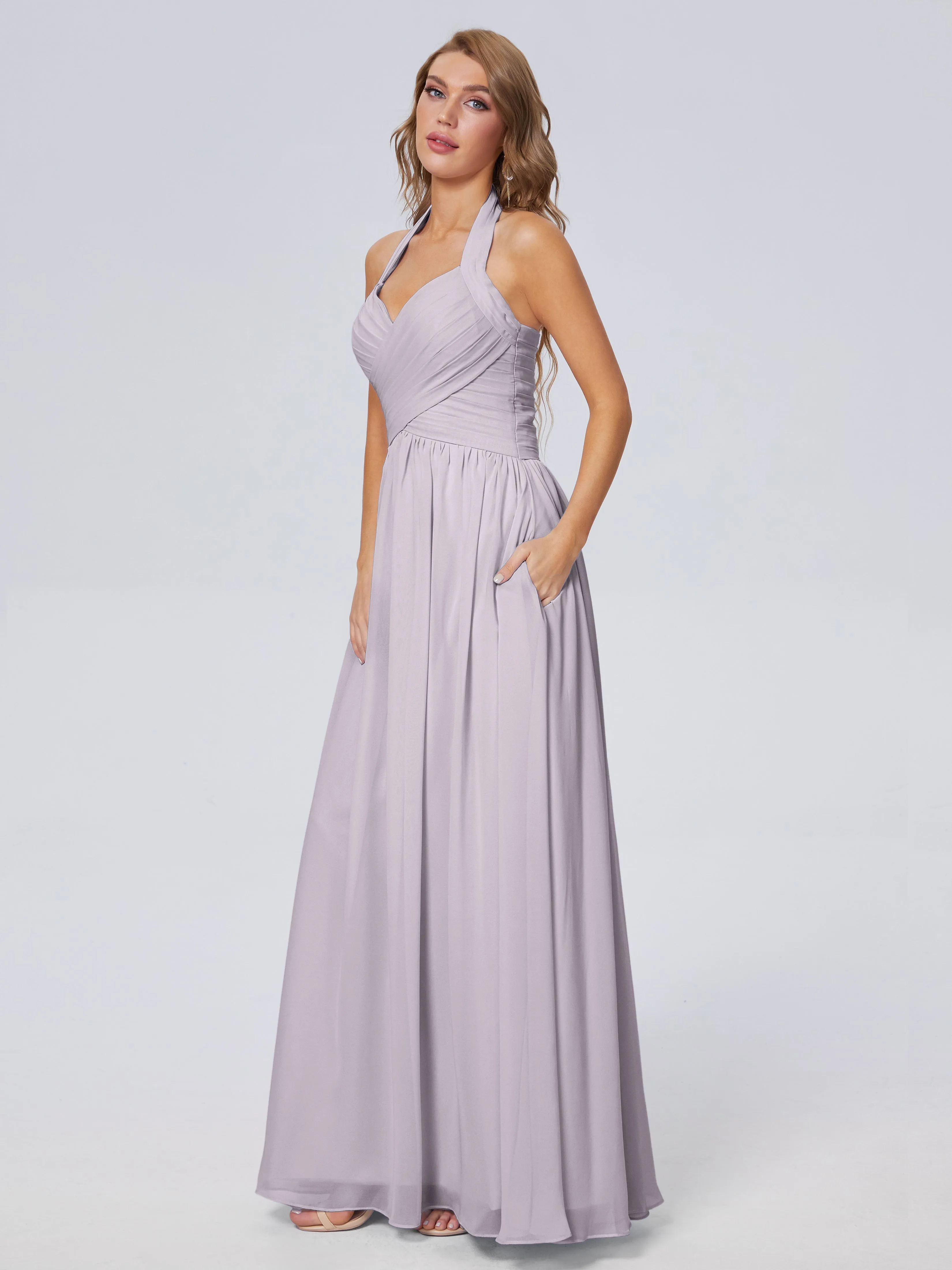 Amaya Stunning Halter Chiffon Bridesmaid Dresses