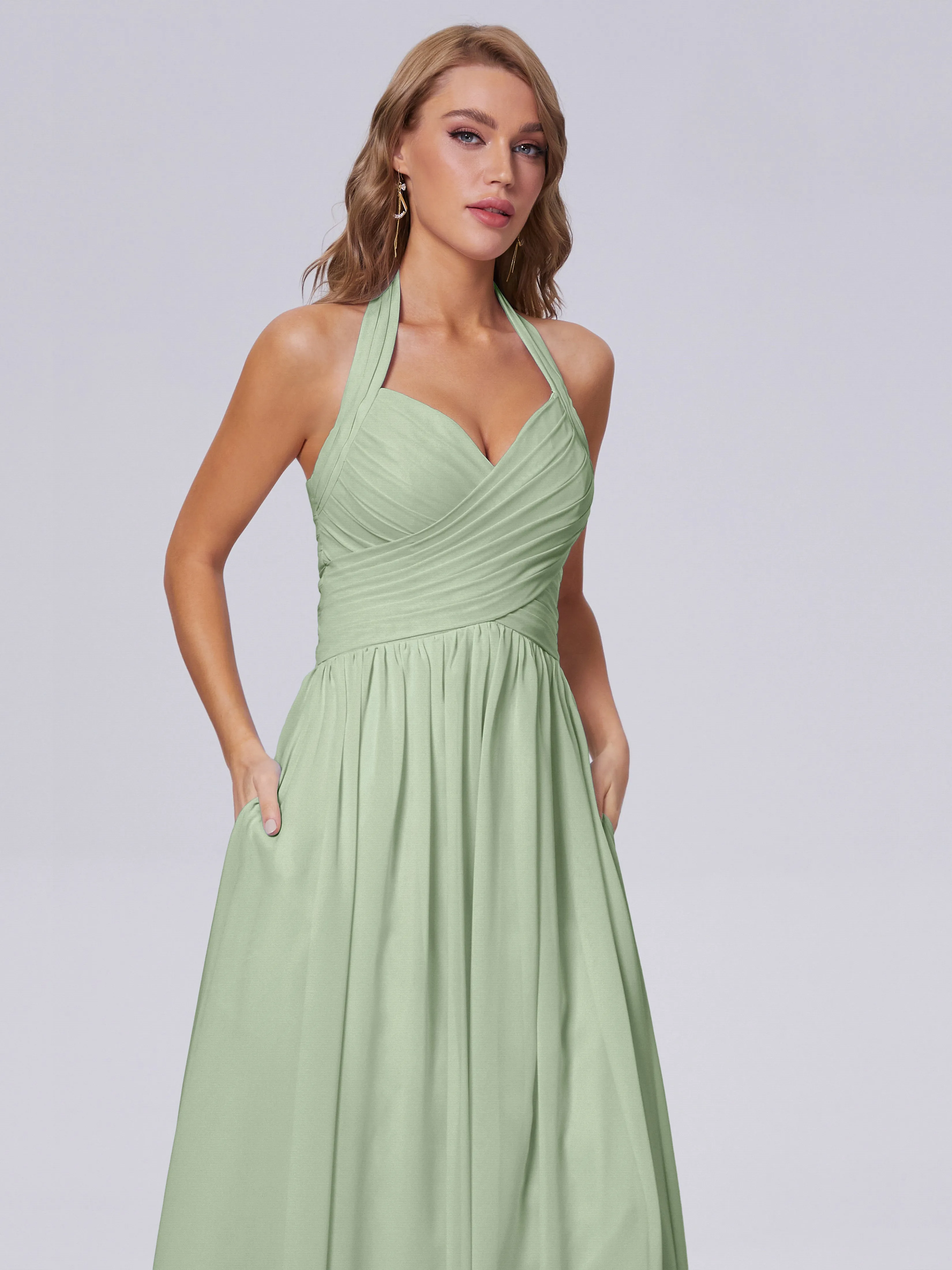 Amaya Stunning Halter Chiffon Bridesmaid Dresses