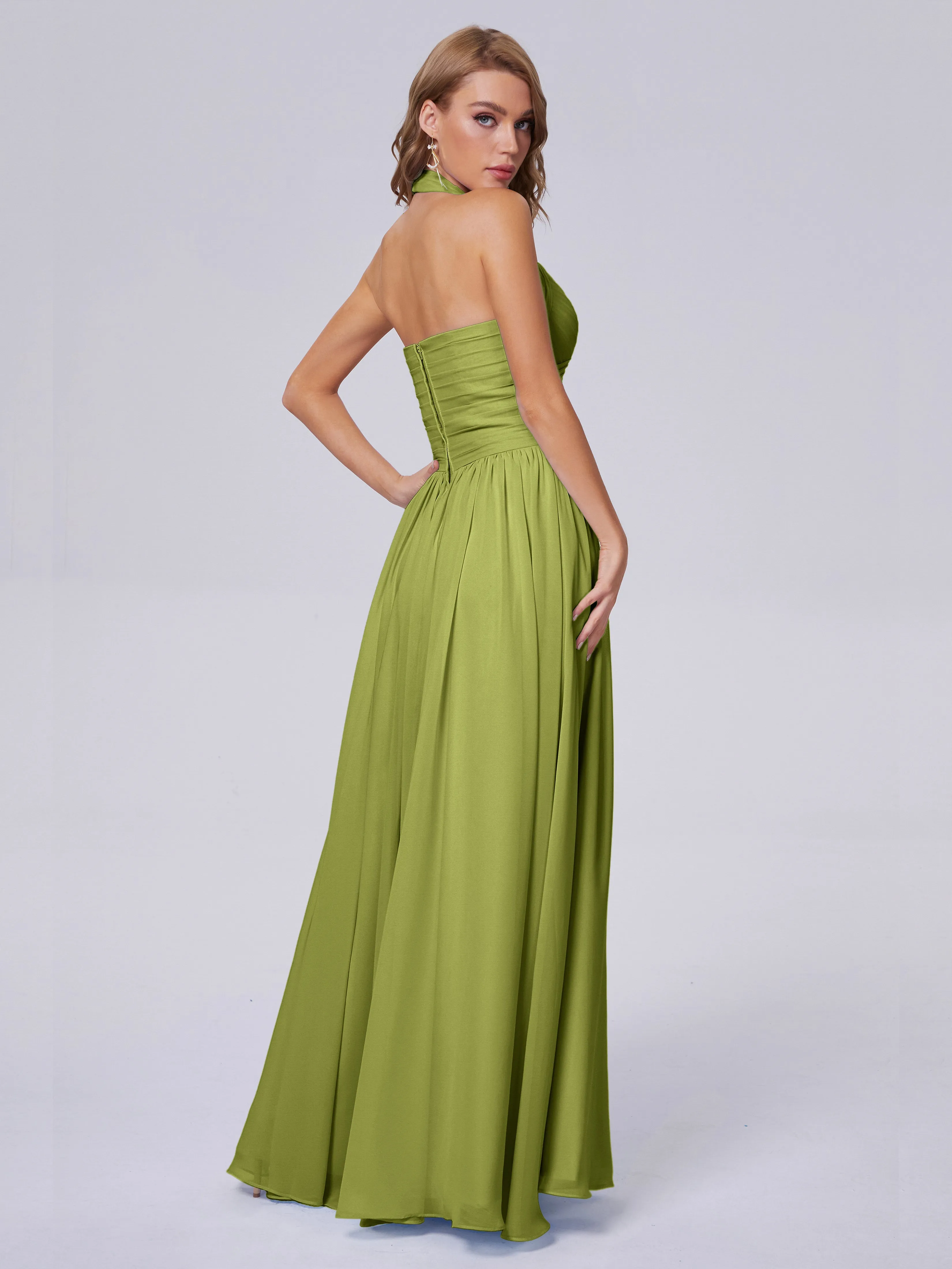 Amaya Stunning Halter Chiffon Bridesmaid Dresses