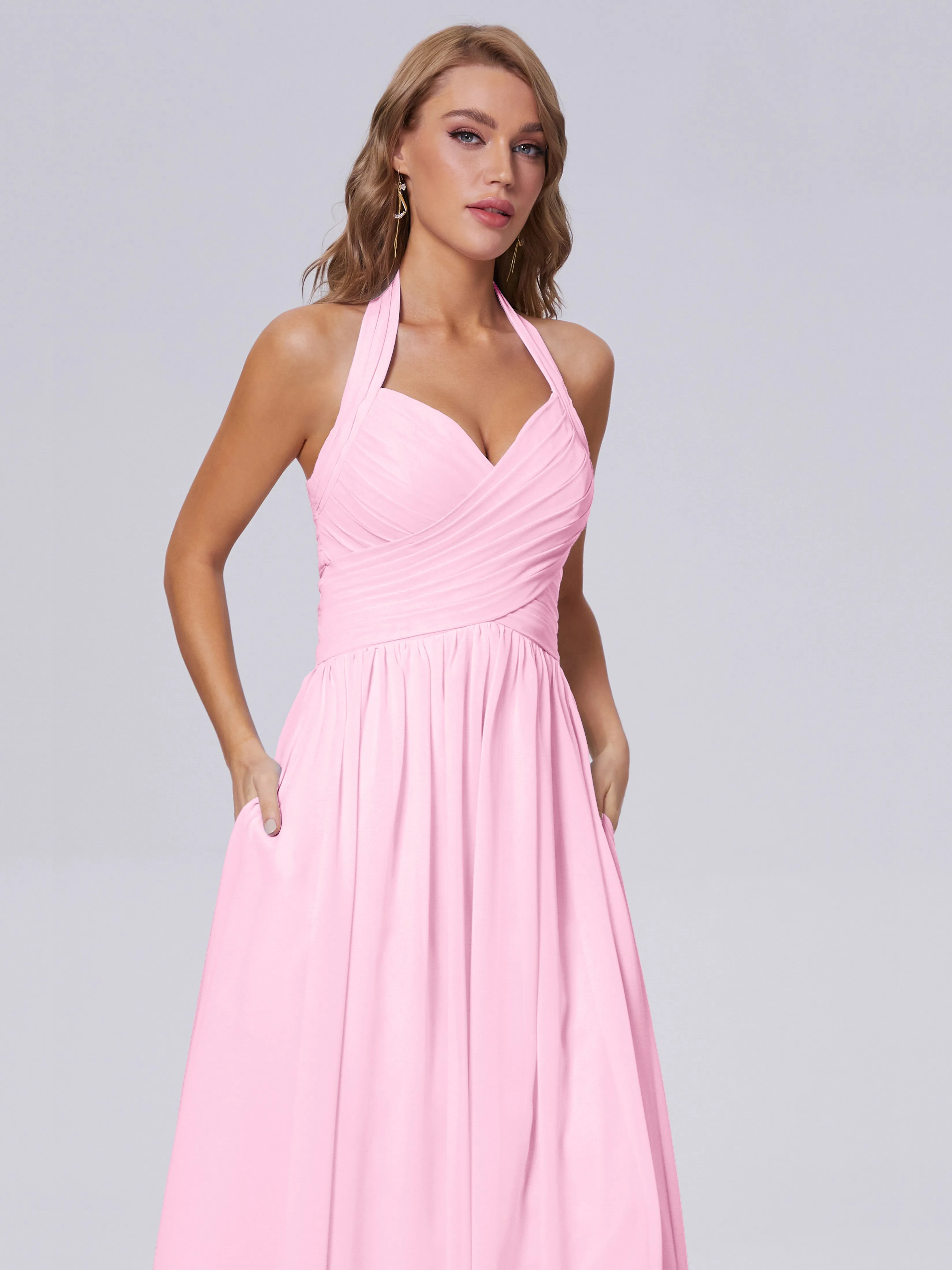 Amaya Stunning Halter Chiffon Bridesmaid Dresses