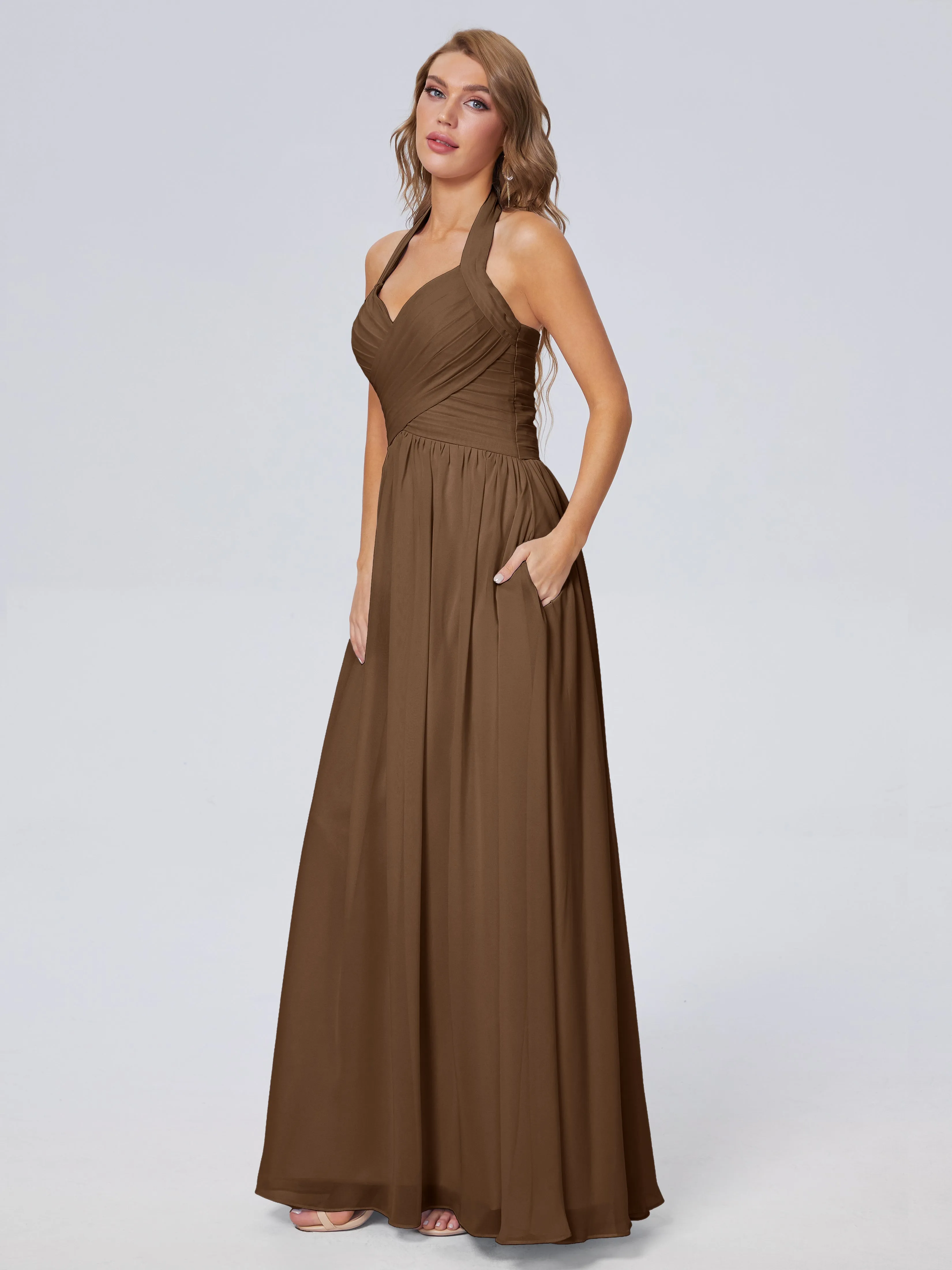 Amaya Stunning Halter Chiffon Bridesmaid Dresses