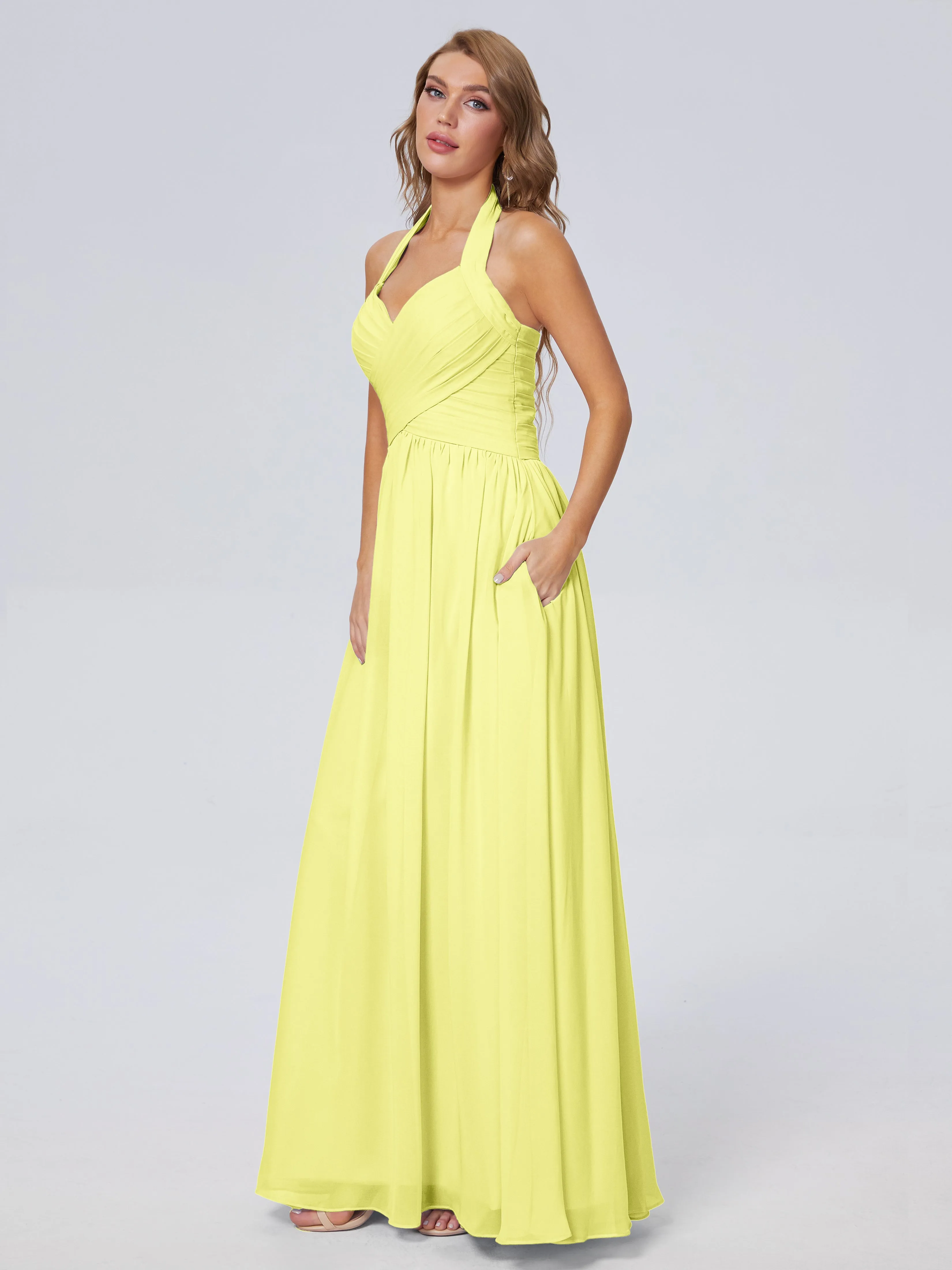 Amaya Stunning Halter Chiffon Bridesmaid Dresses