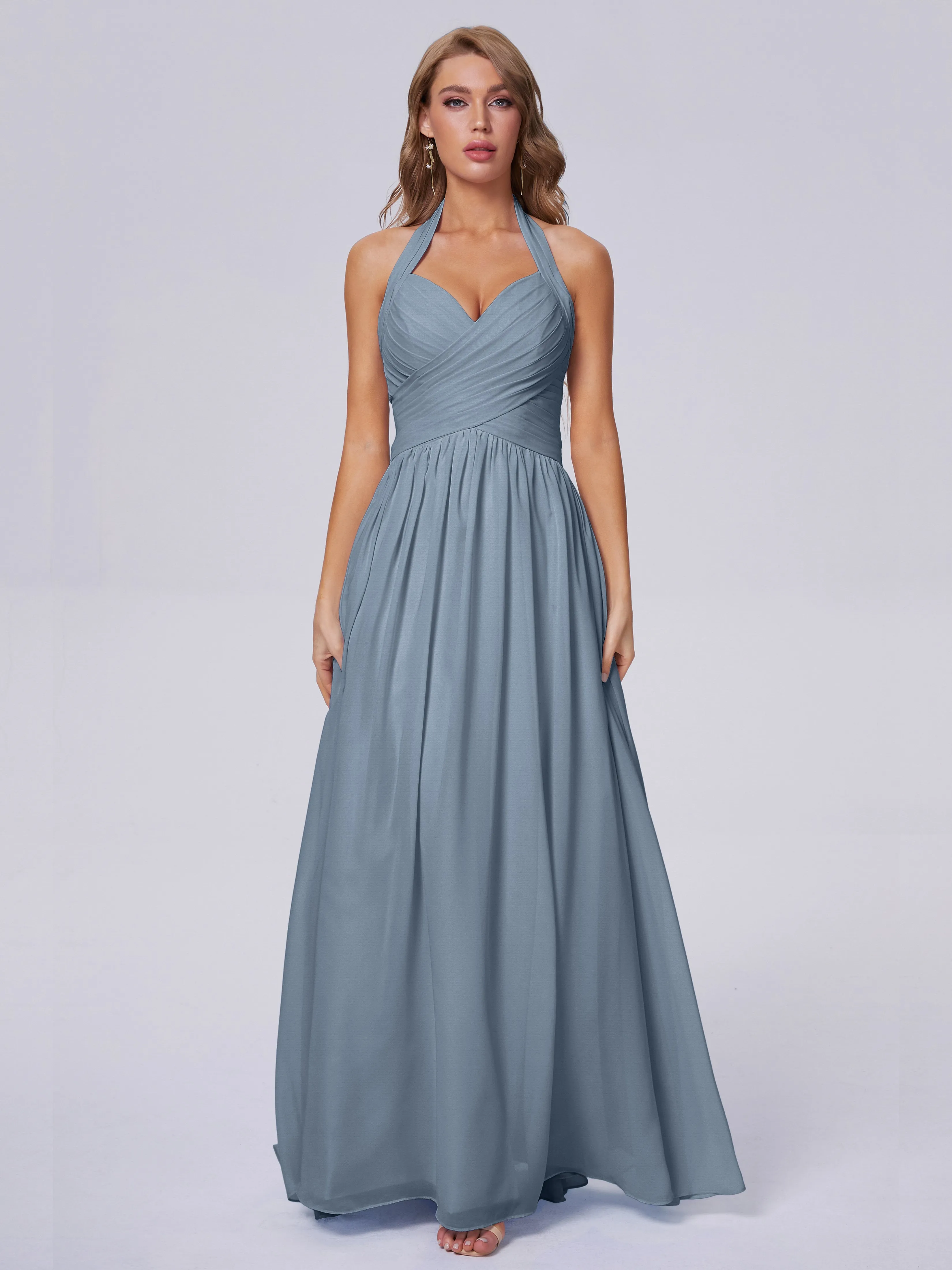 Amaya Stunning Halter Chiffon Bridesmaid Dresses