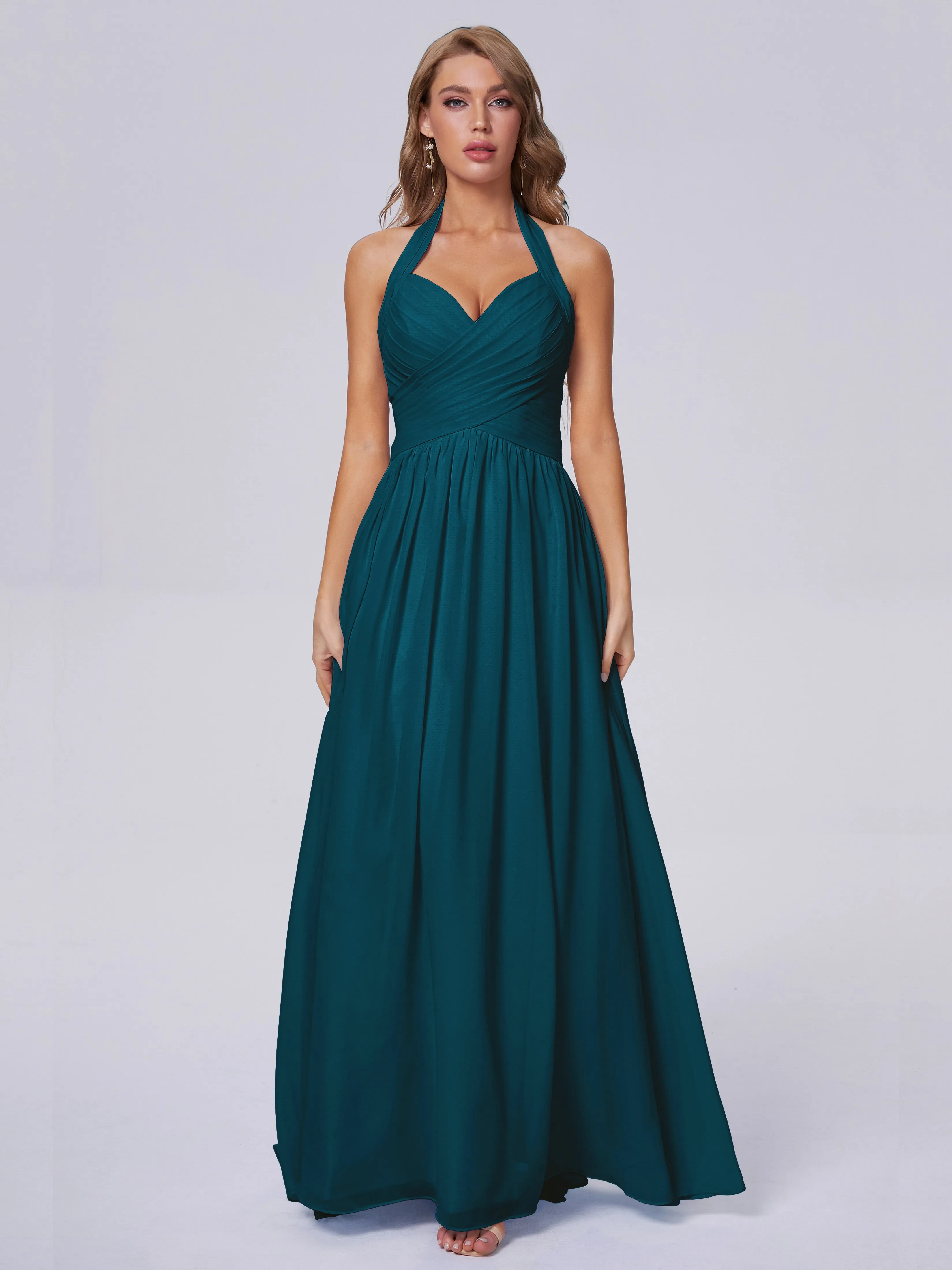 Amaya Stunning Halter Chiffon Bridesmaid Dresses