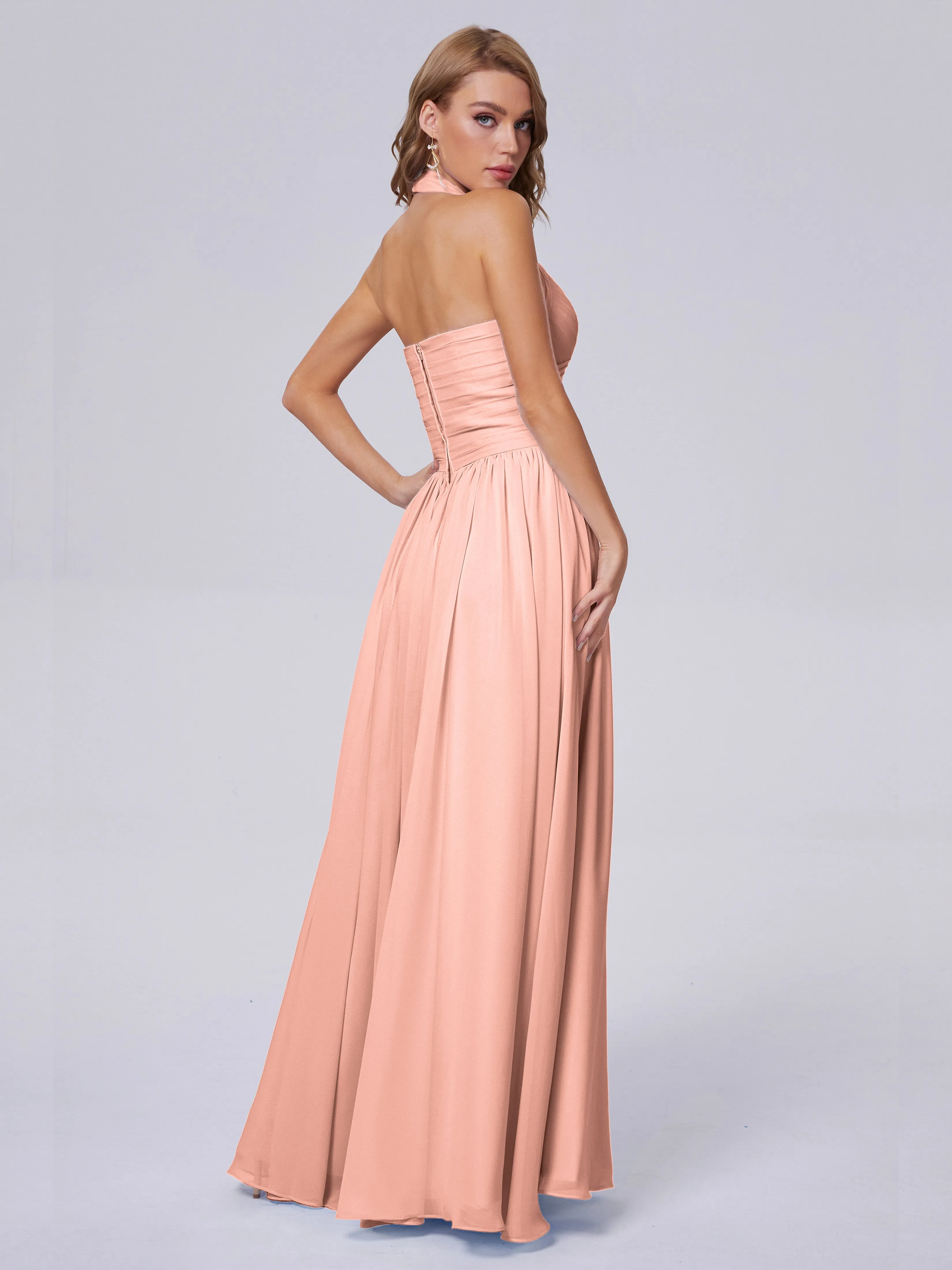 Amaya Stunning Halter Chiffon Bridesmaid Dresses