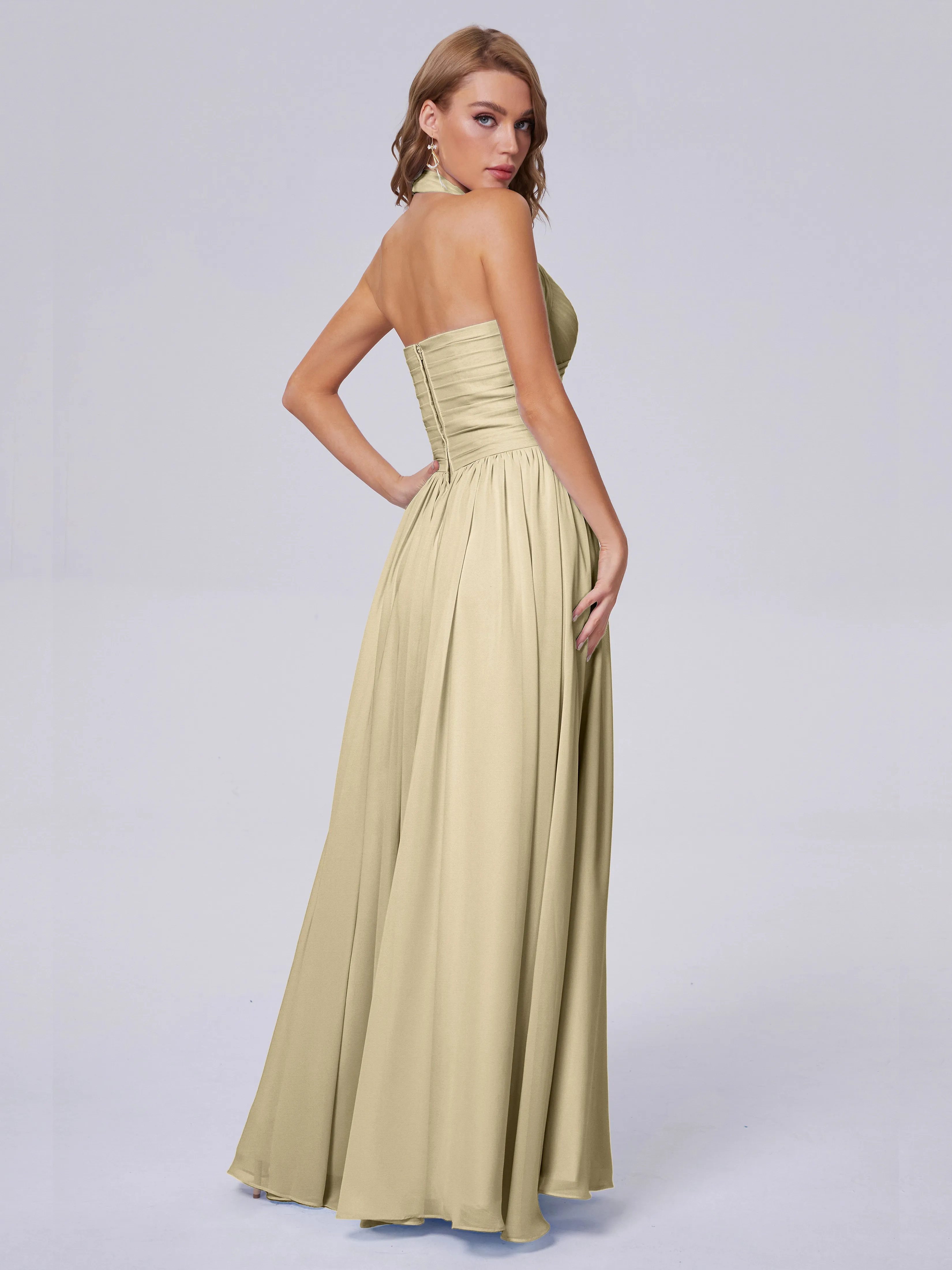 Amaya Stunning Halter Chiffon Bridesmaid Dresses