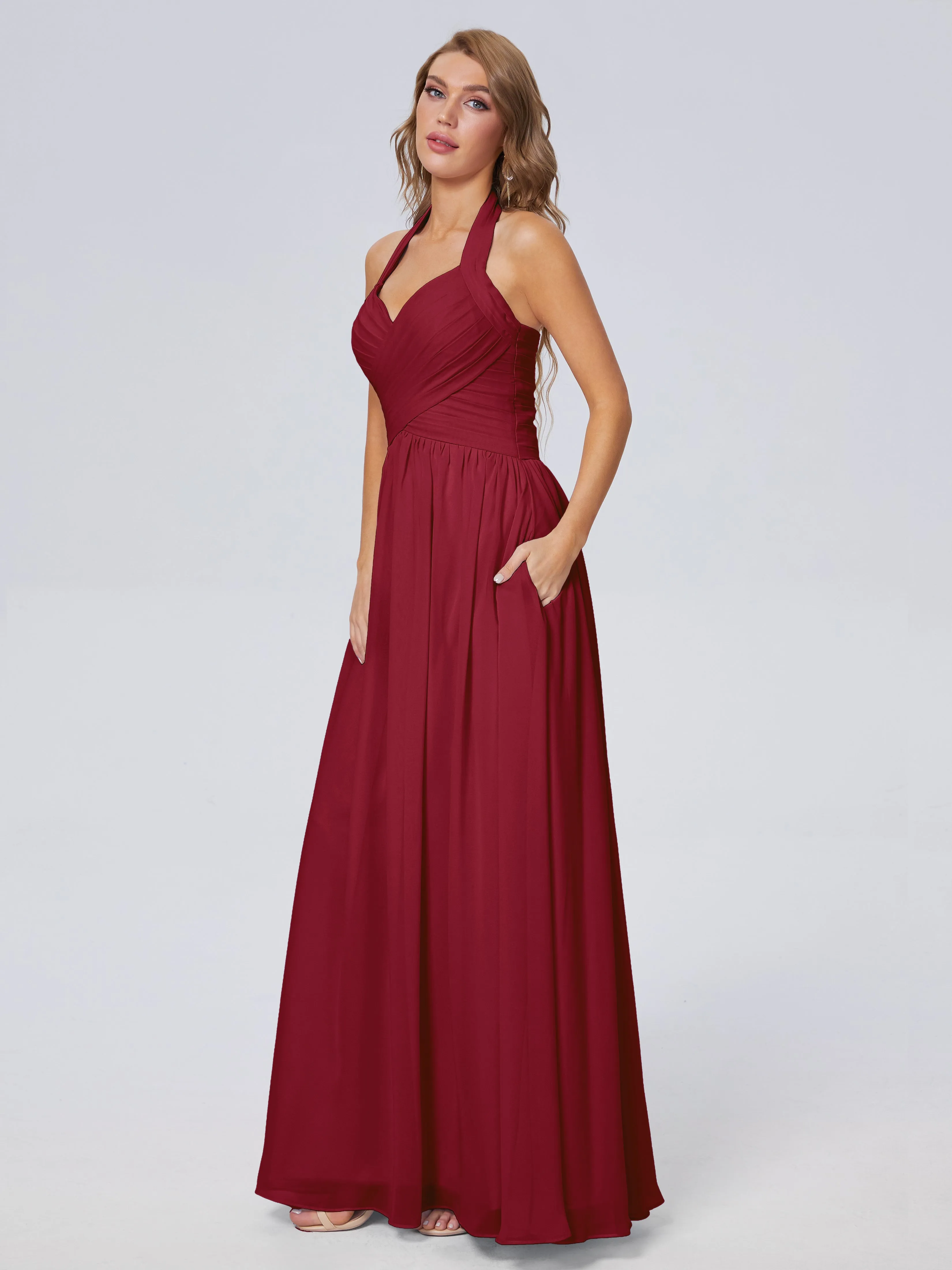 Amaya Stunning Halter Chiffon Bridesmaid Dresses