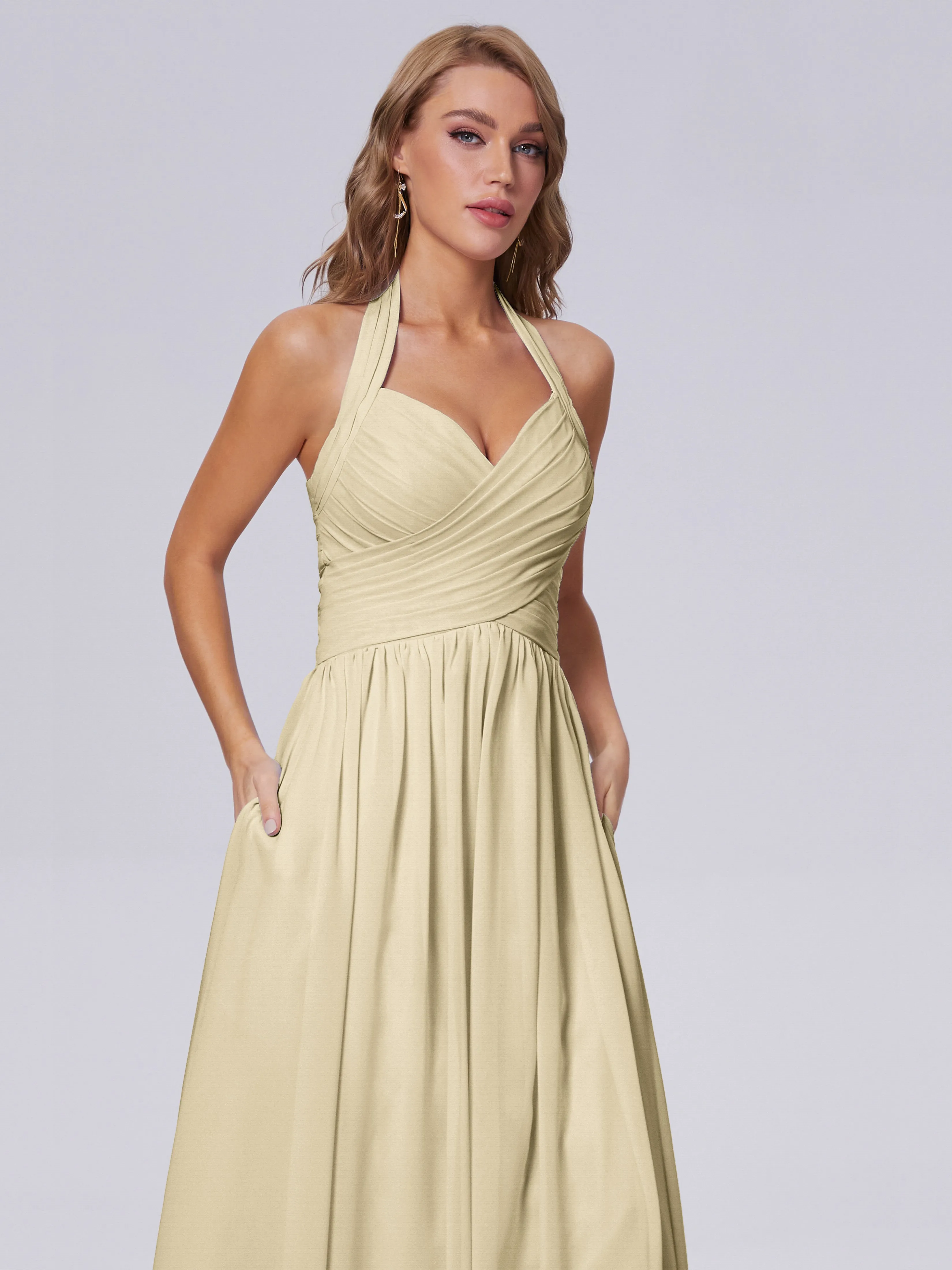 Amaya Stunning Halter Chiffon Bridesmaid Dresses