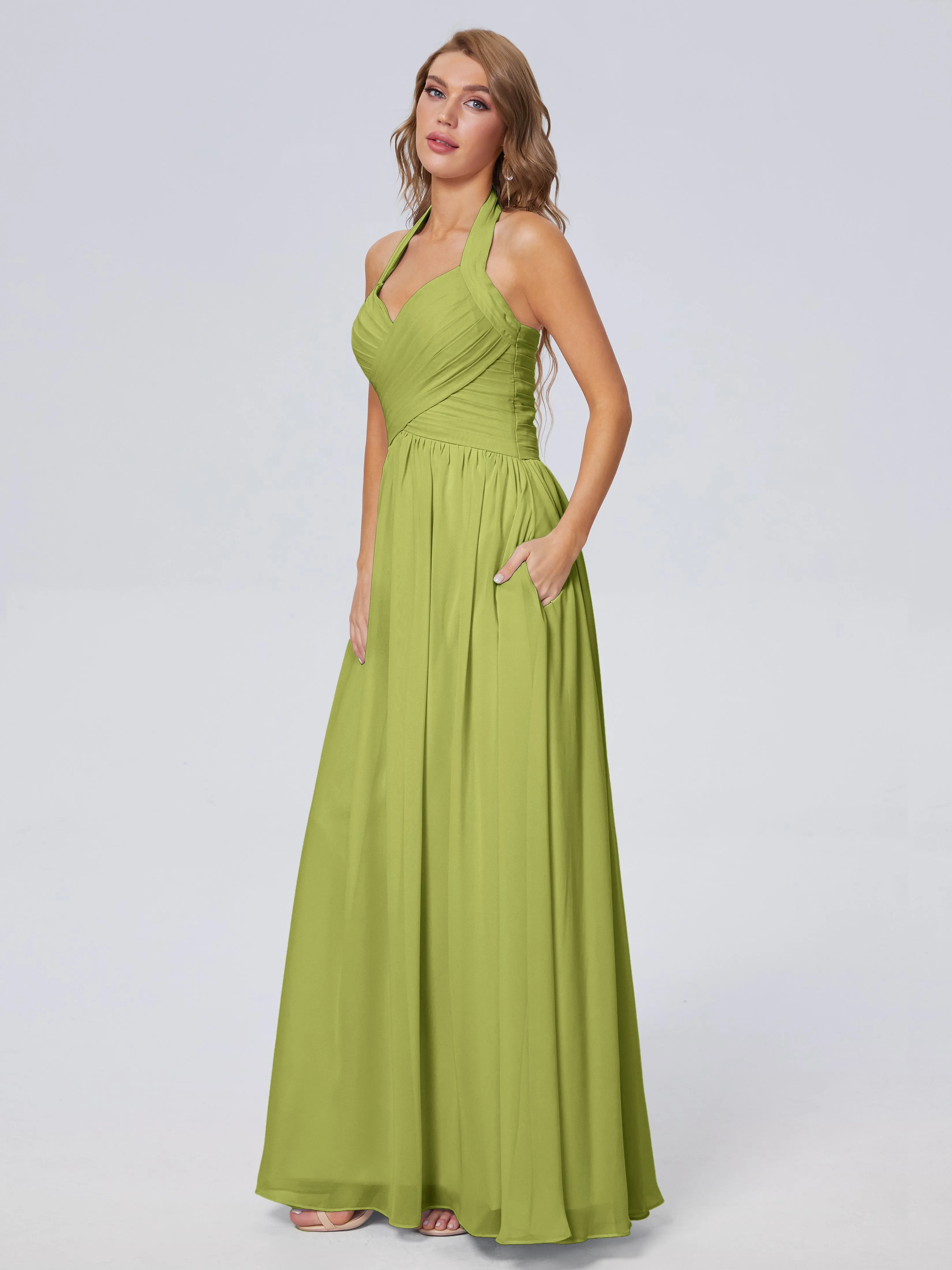 Amaya Stunning Halter Chiffon Bridesmaid Dresses