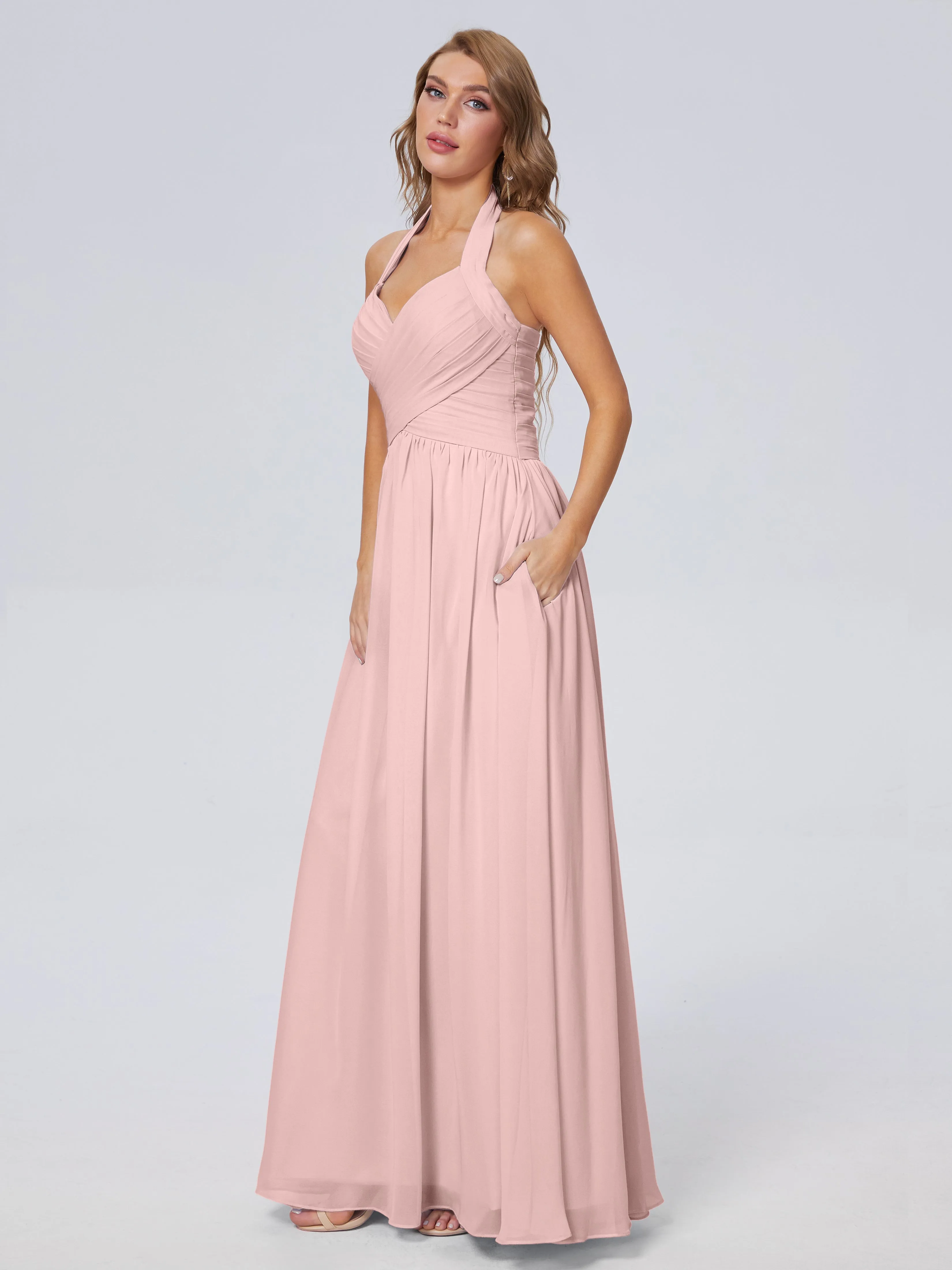 Amaya Stunning Halter Chiffon Bridesmaid Dresses