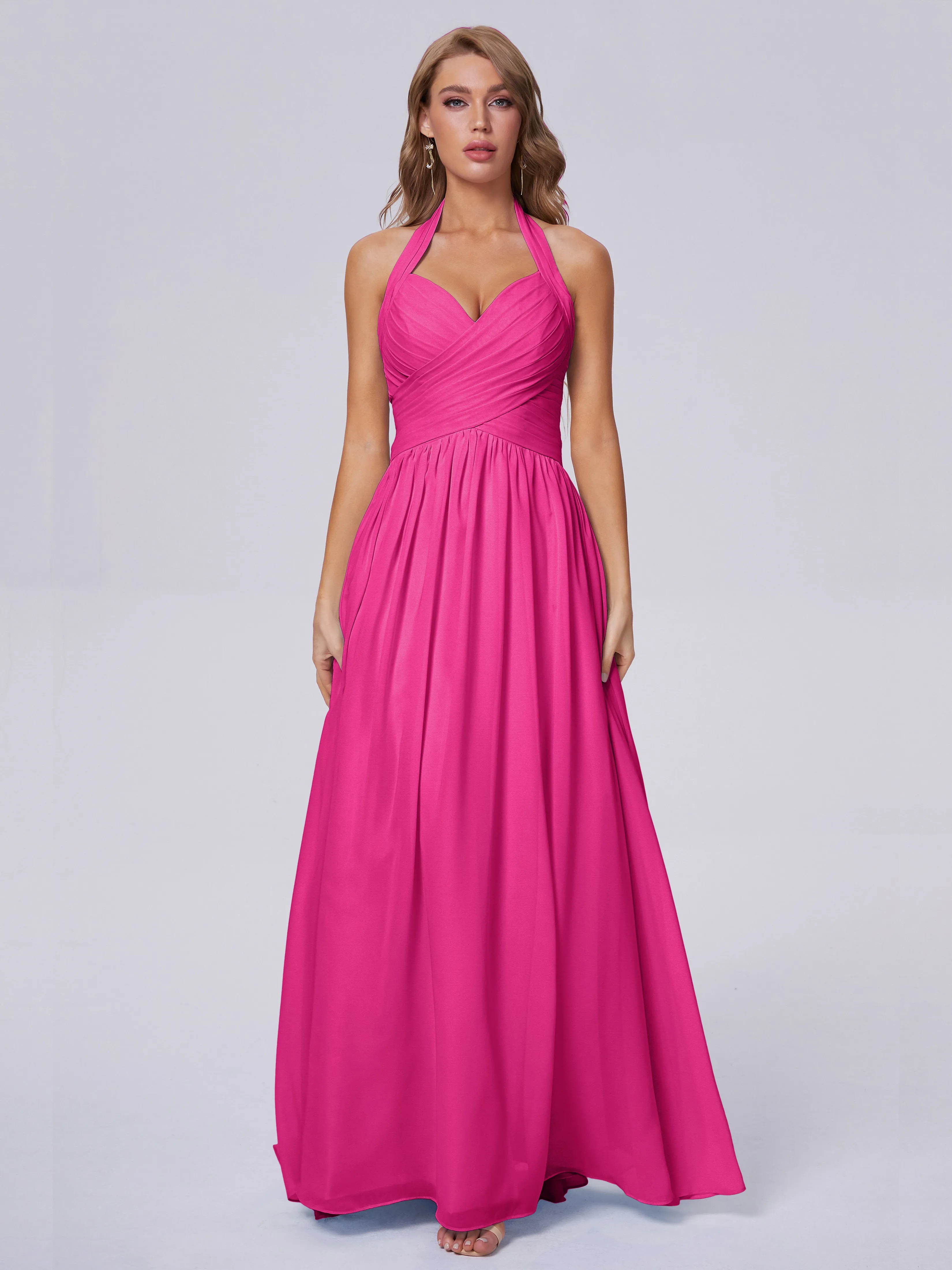 Amaya Stunning Halter Chiffon Bridesmaid Dresses