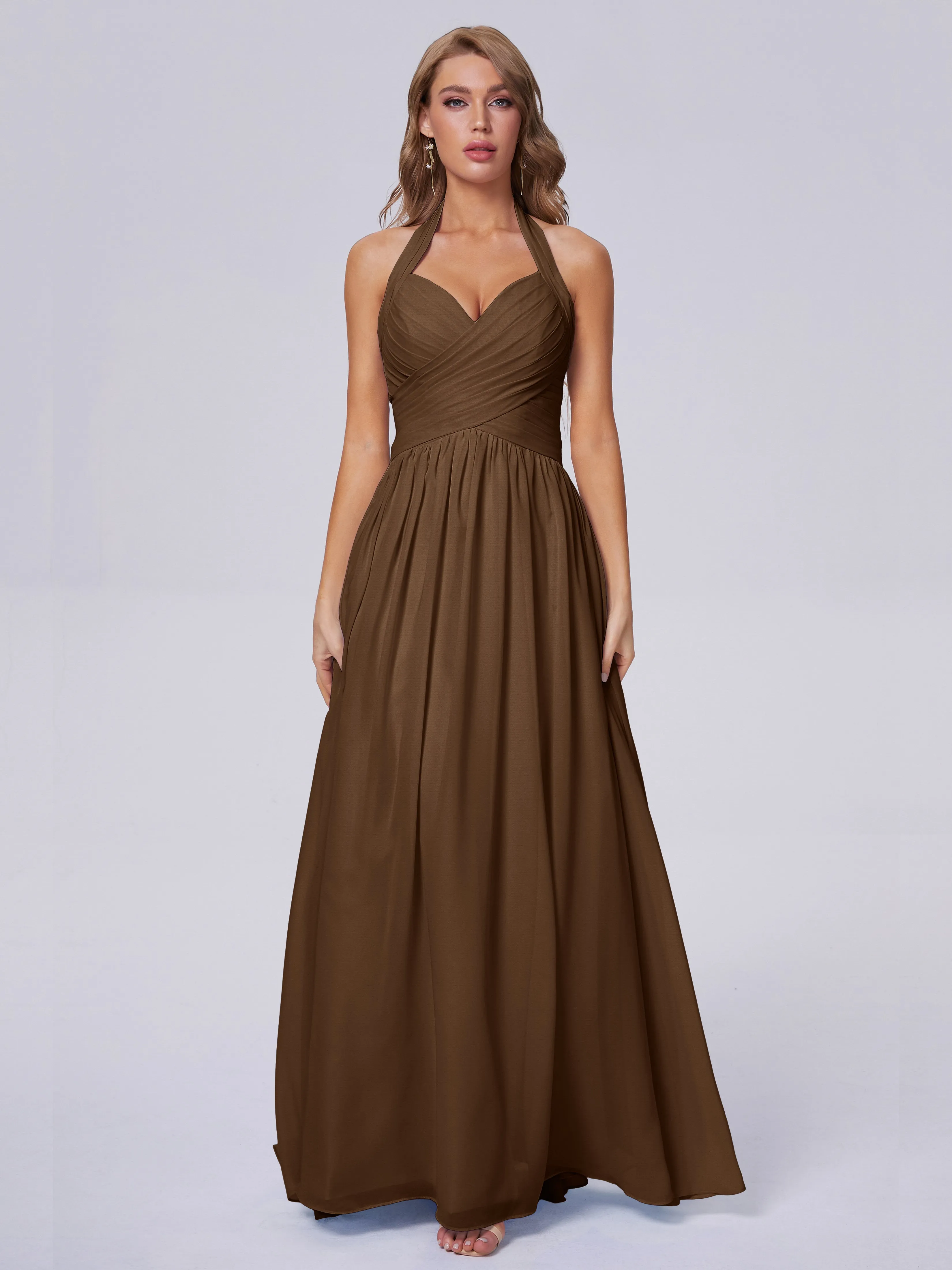 Amaya Stunning Halter Chiffon Bridesmaid Dresses