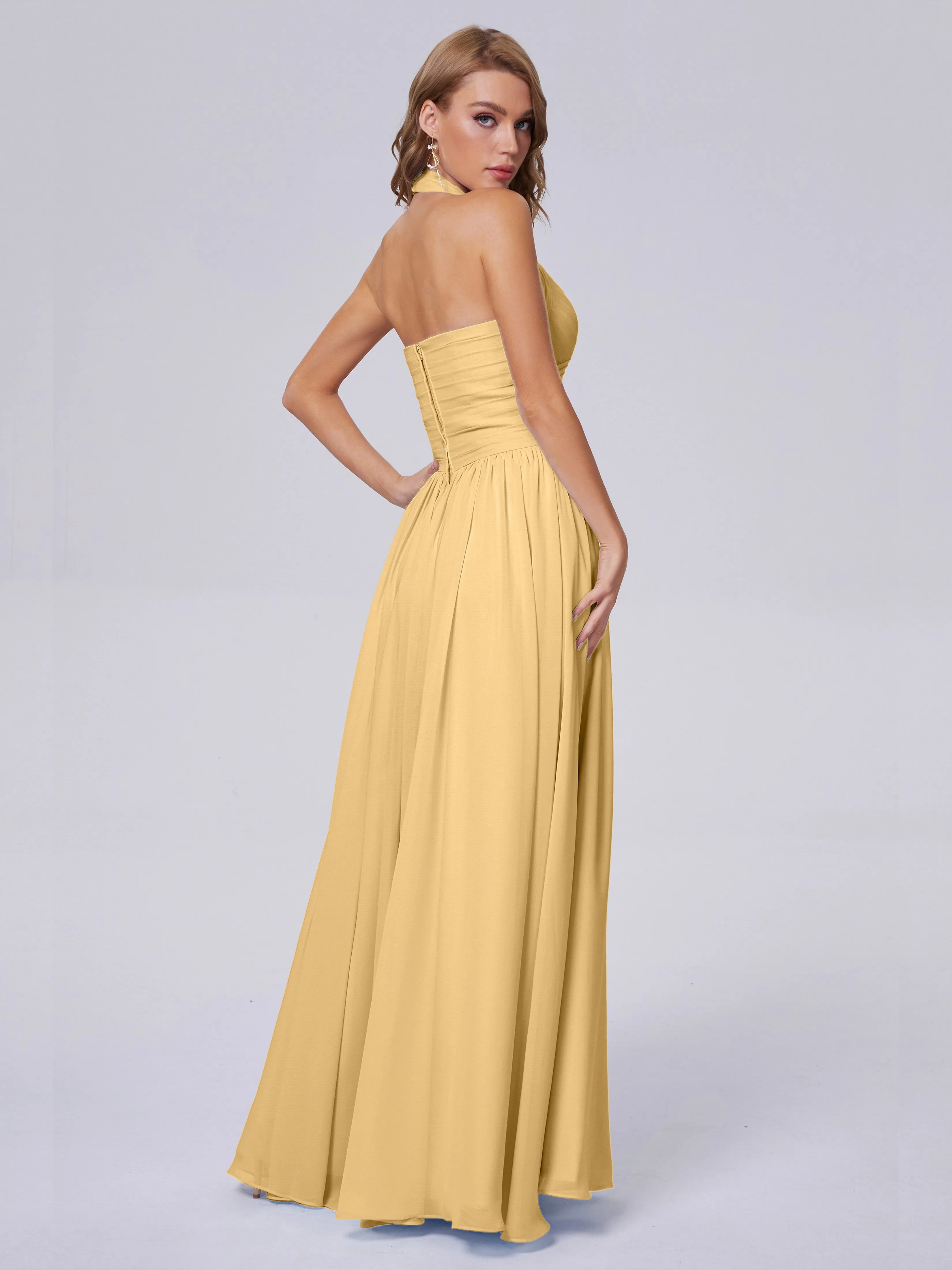 Amaya Stunning Halter Chiffon Bridesmaid Dresses