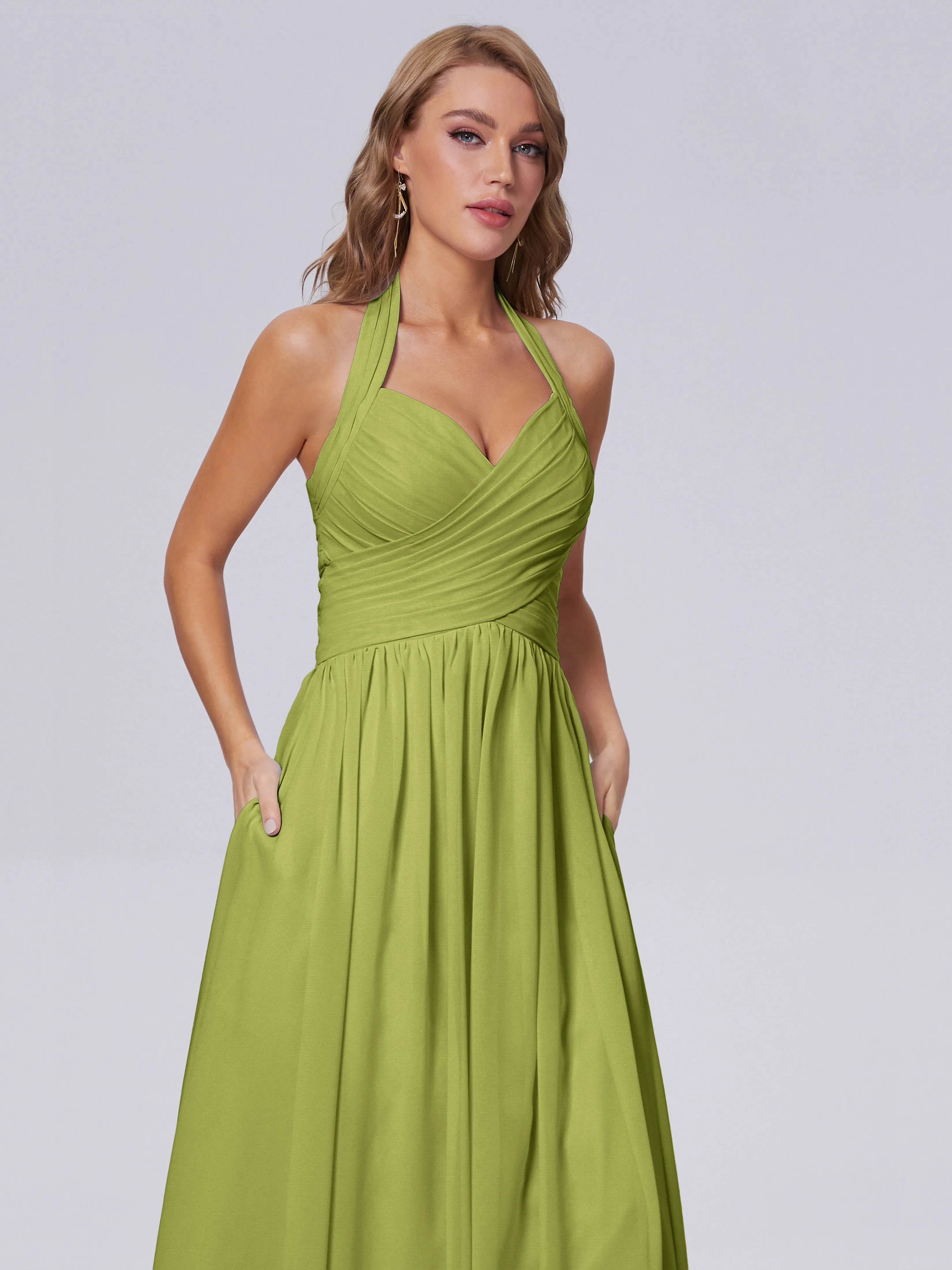 Amaya Stunning Halter Chiffon Bridesmaid Dresses