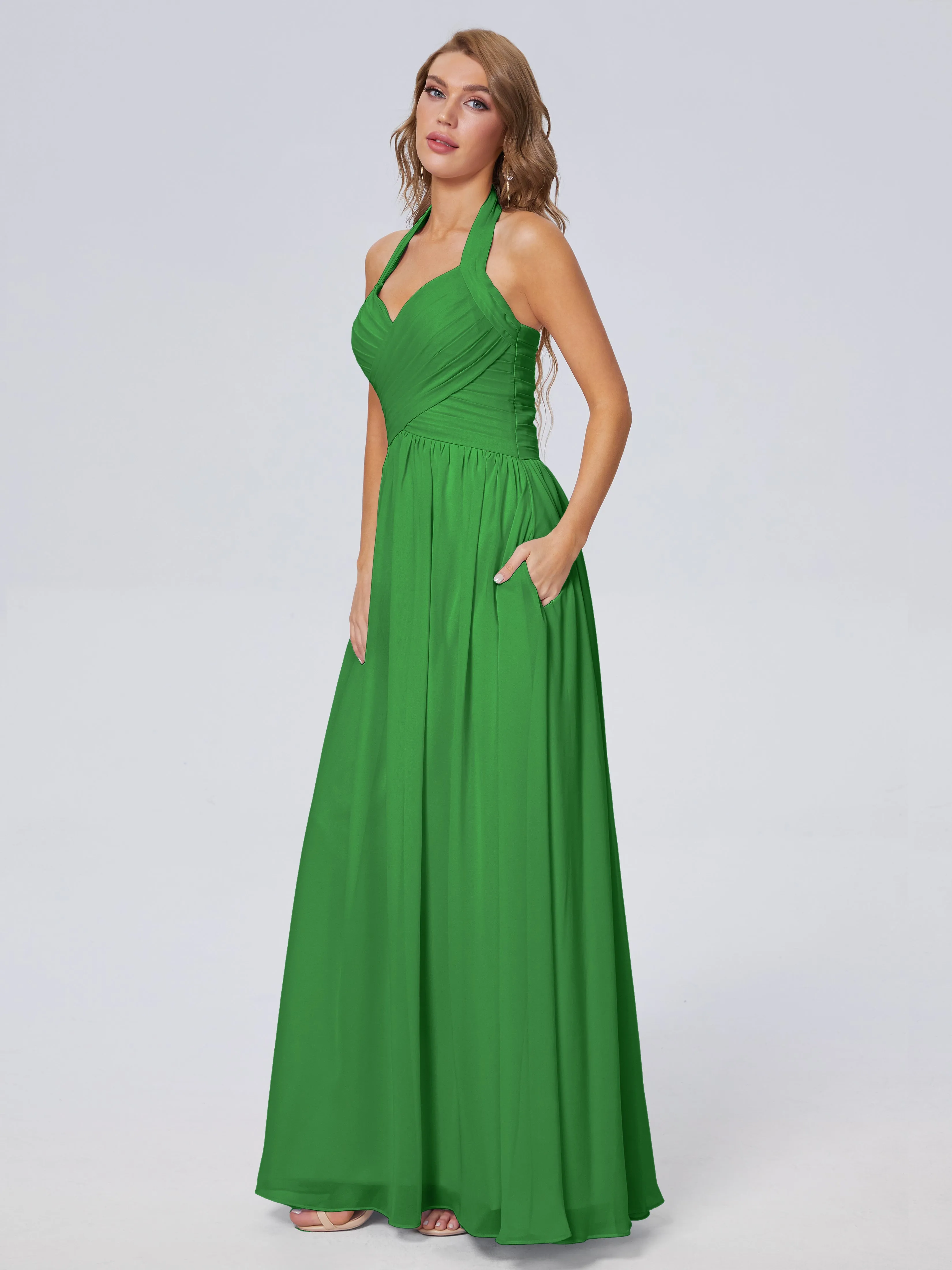 Amaya Stunning Halter Chiffon Bridesmaid Dresses