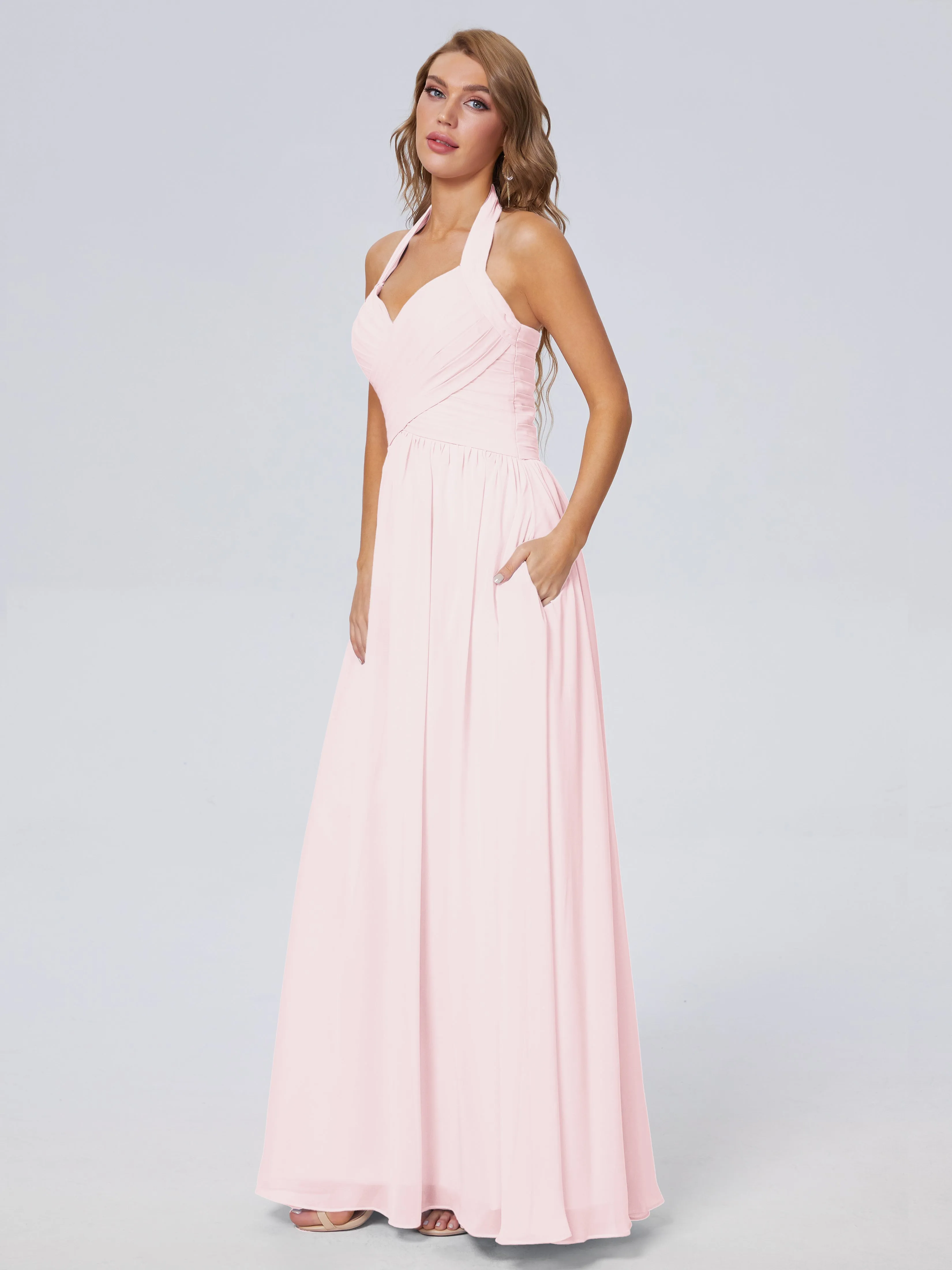 Amaya Stunning Halter Chiffon Bridesmaid Dresses