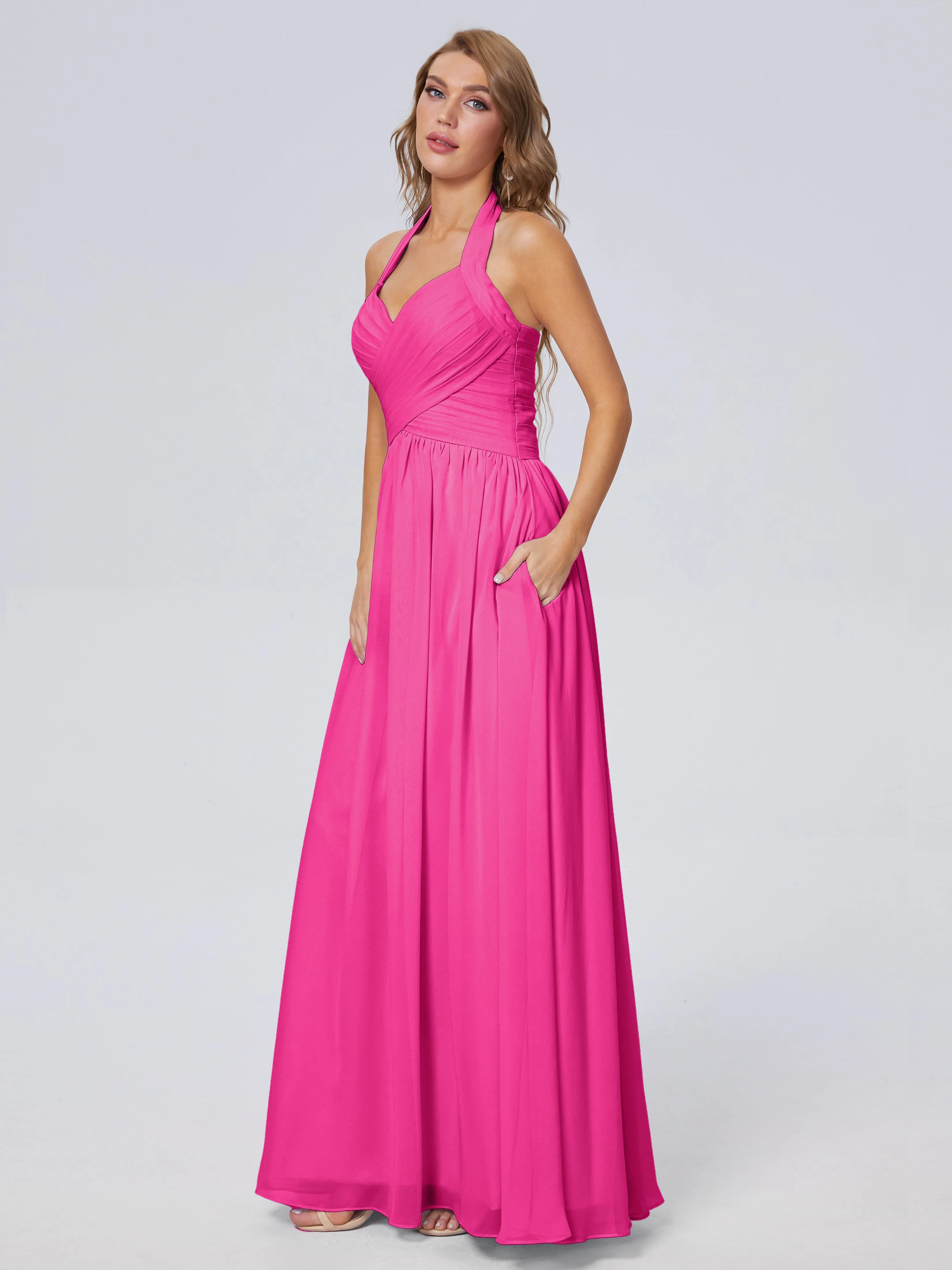 Amaya Stunning Halter Chiffon Bridesmaid Dresses