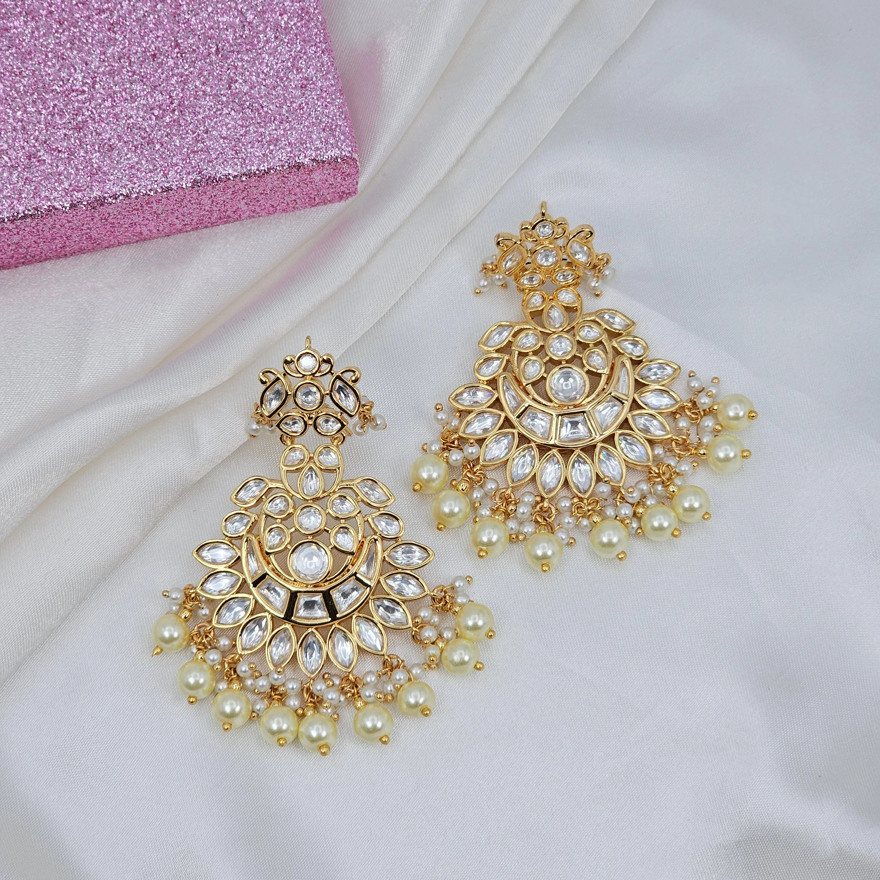 Anisha Women's Stunning Kundan Chandbali Earrings