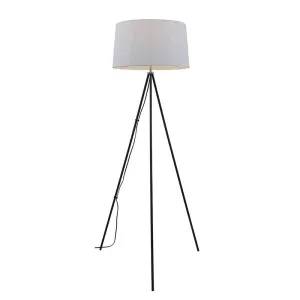 Anna White with Dark Grey Modern Tripod Floor Lamp