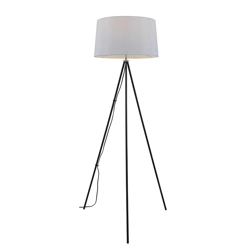 Anna White with Dark Grey Modern Tripod Floor Lamp