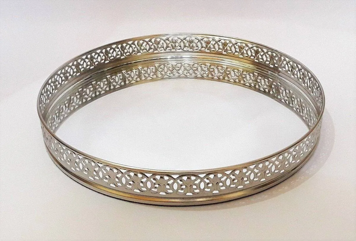 Arts Metal Mirror Tray - (25Dia cm Silver)