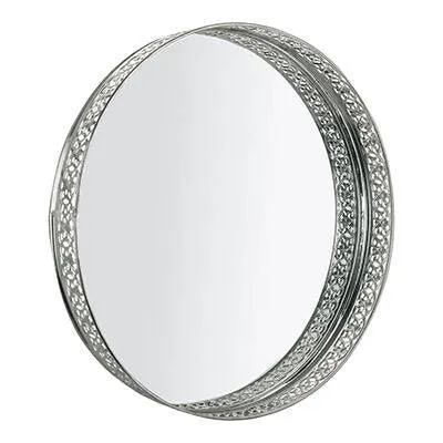 Arts Metal Mirror Tray - (25Dia cm Silver)