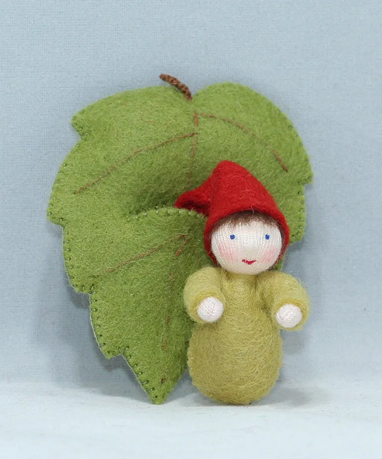 Baby Gnome in Leaf Felted Waldorf Doll - Three Skin Tones