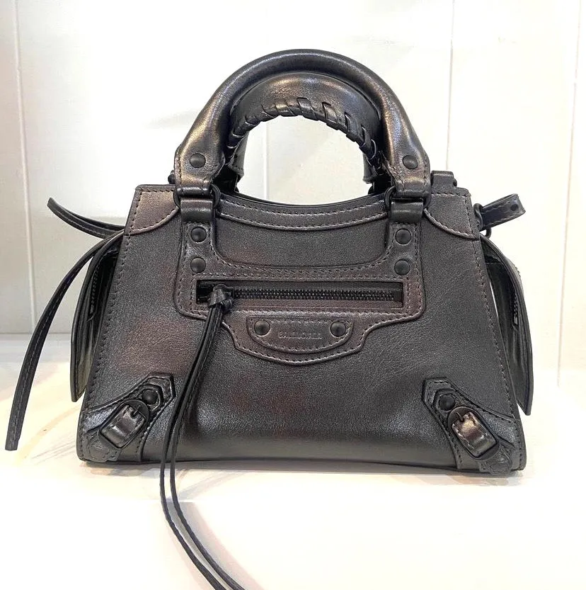 BALENCIAGA CALFSKIN LEATHER NEO MINI CITY BAG