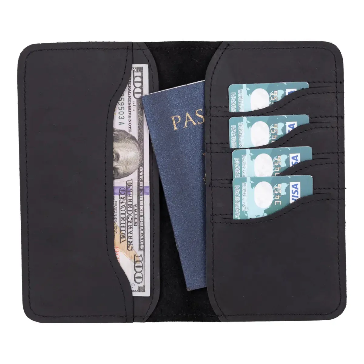 Black Leather Passport Holder